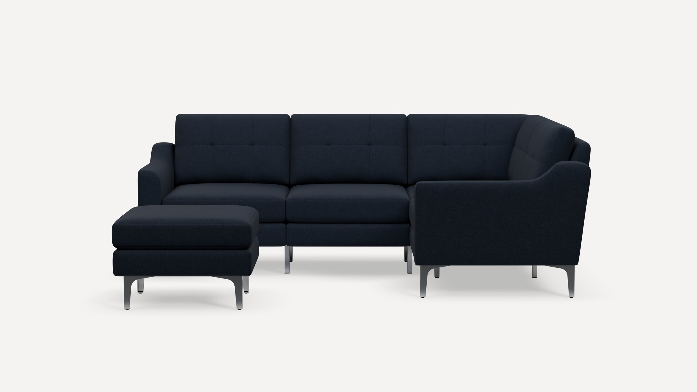 Nomad Plus 4-Seat Corner Sectional with Ottoman - Navy Blue - Performance Flatweave / Chrome - Metal / Slope Arm