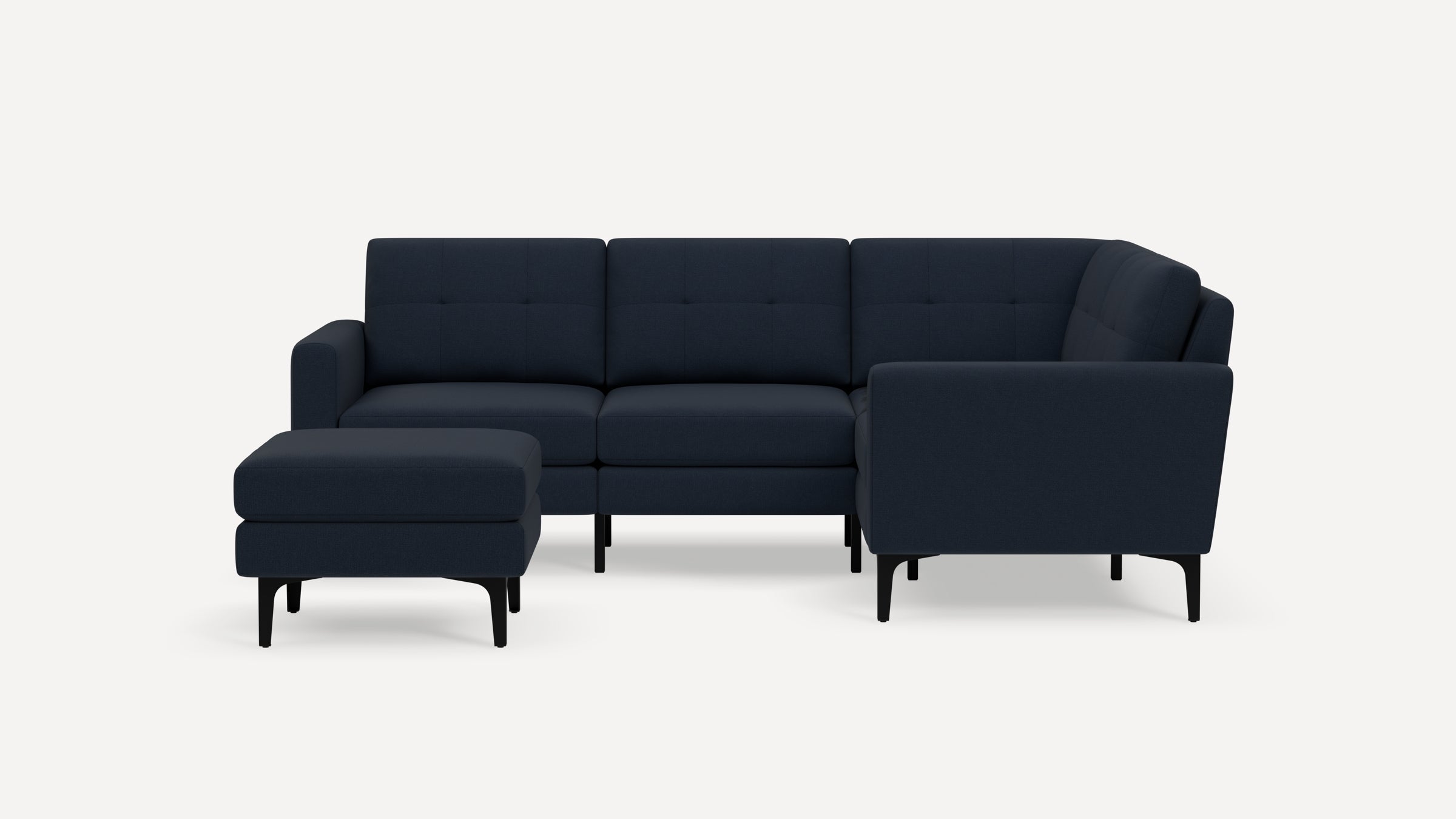 Nomad Plus 4-Seat Corner Sectional with Ottoman - Navy Blue - Performance Flatweave / Black - Metal / Block Arm
