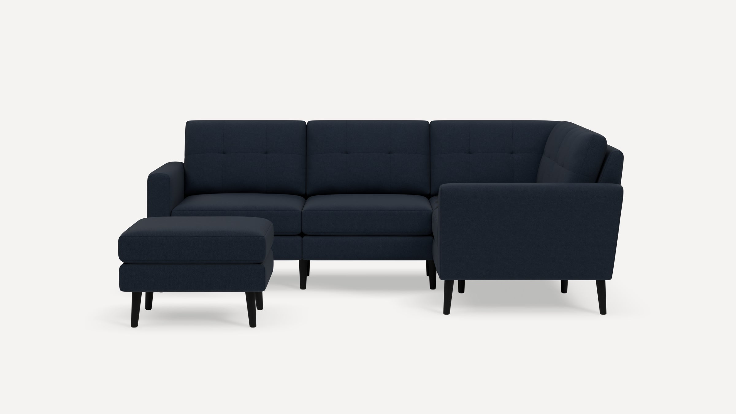 Nomad Plus 4-Seat Corner Sectional with Ottoman - Navy Blue - Performance Flatweave / Ebony - Wood / Block Arm