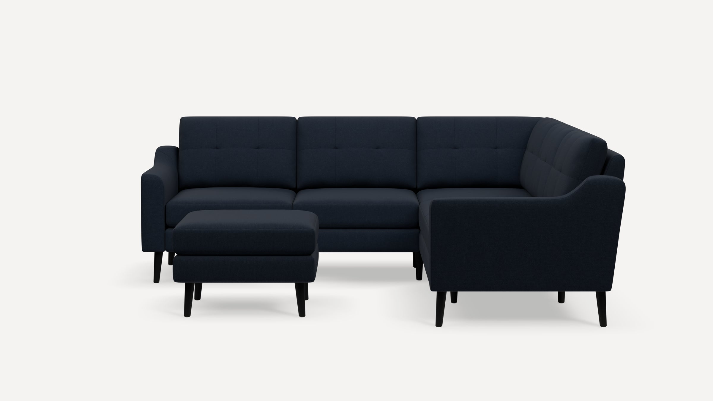 Nomad Plus 5-Seat Corner Sectional with Ottoman - Navy Blue - Performance Flatweave / Ebony - Wood / Slope Arm