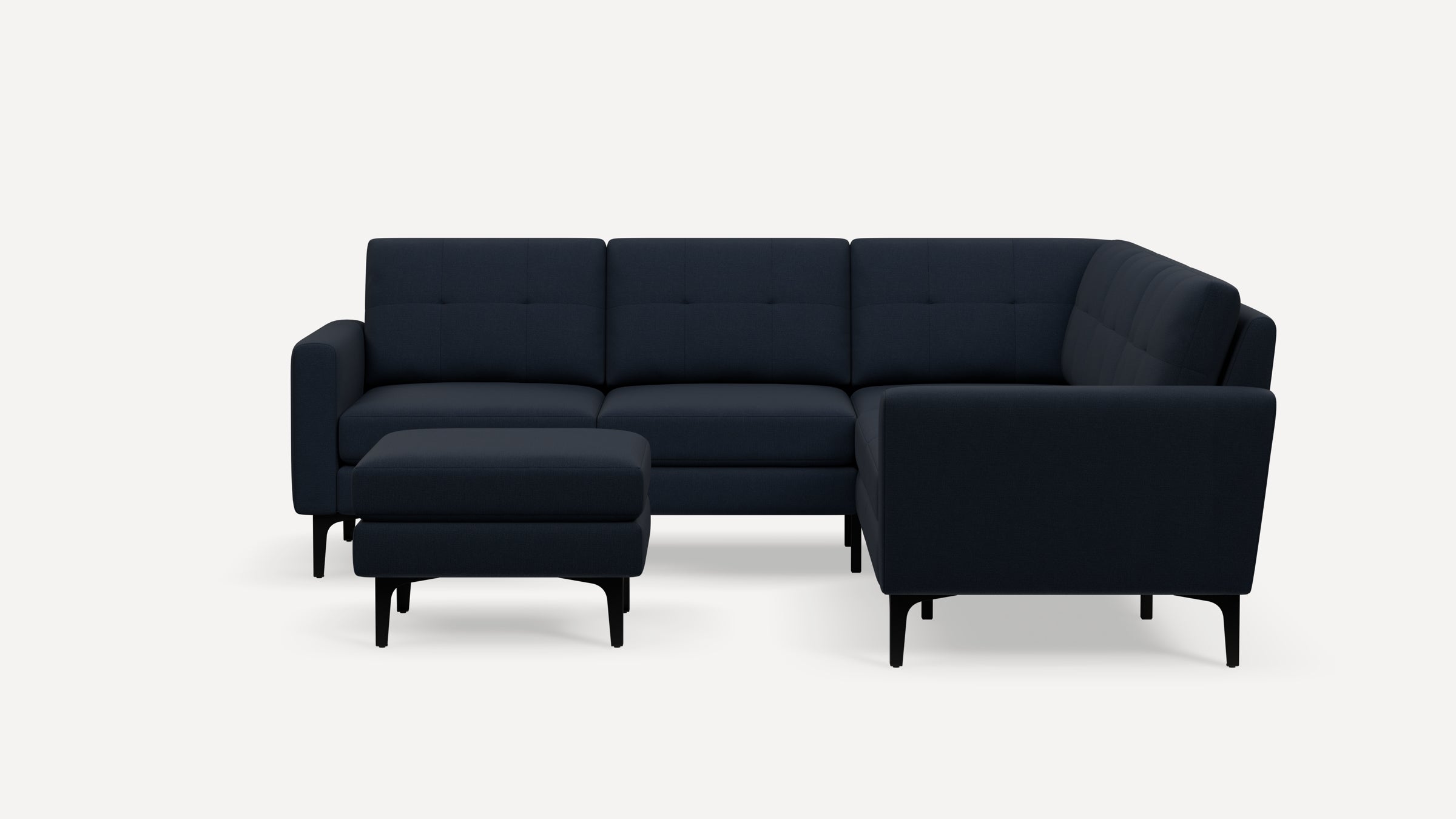 Nomad Plus 5-Seat Corner Sectional with Ottoman - Navy Blue - Performance Flatweave / Black - Metal / Block Arm