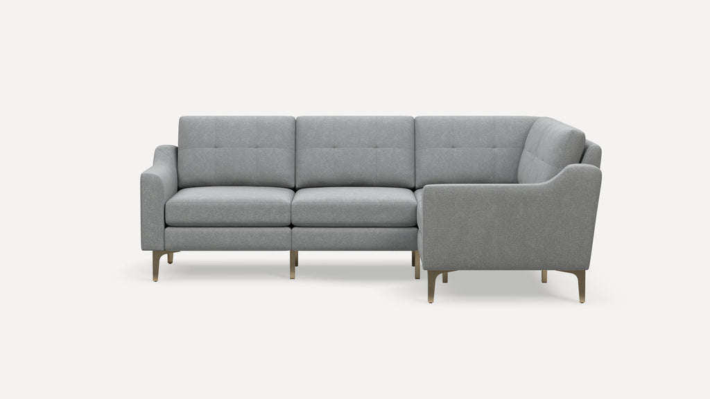 Nomad Plus 4-Seat Corner Sectional - Crushed Gravel - Performance Chenille / Brass - Metal / Slope Arm