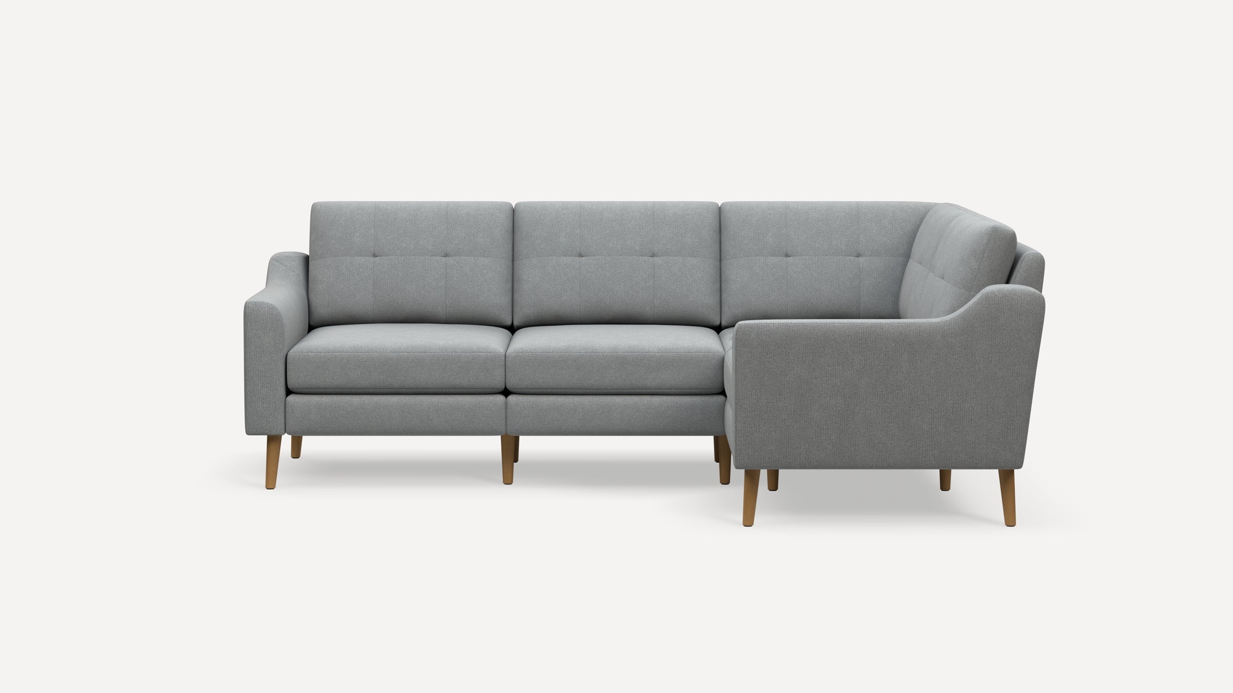 Nomad Plus 4-Seat Corner Sectional - Crushed Gravel - Performance Chenille / Oak - Wood / Slope Arm