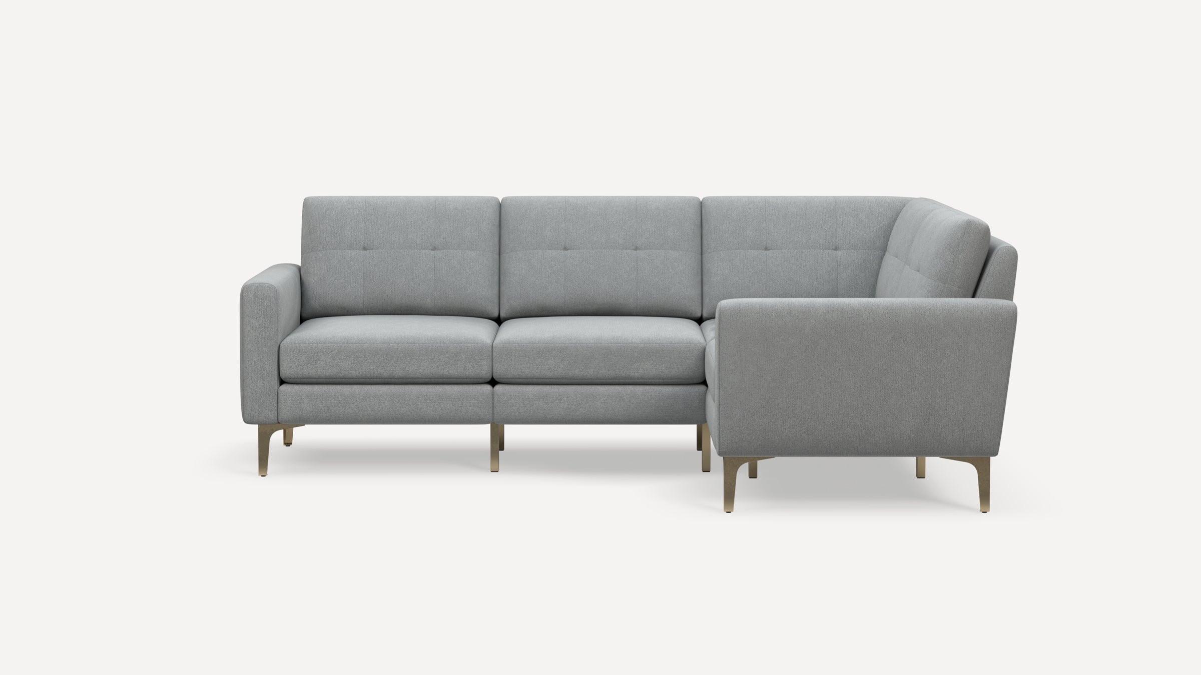 Nomad Plus 4-Seat Corner Sectional - Crushed Gravel - Performance Chenille / Brass - Metal / Block Arm