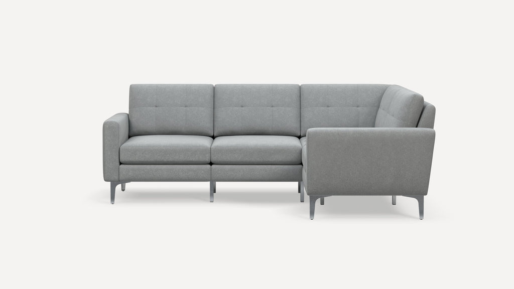 Nomad Plus 4-Seat Corner Sectional - Crushed Gravel - Performance Chenille / Chrome - Metal / Block Arm