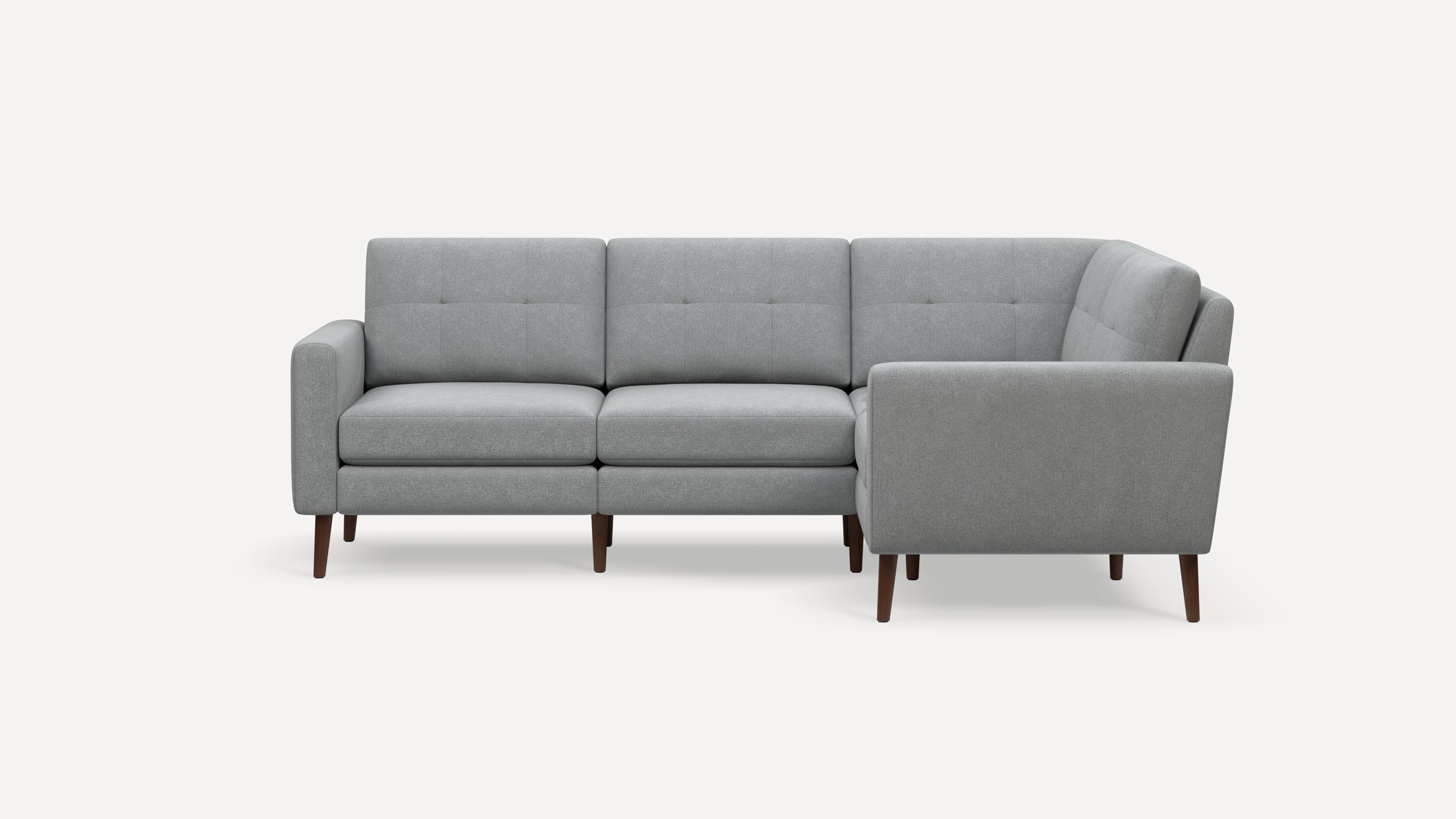 Nomad Plus 4-Seat Corner Sectional - Crushed Gravel - Performance Chenille / Walnut - Wood / Block Arm