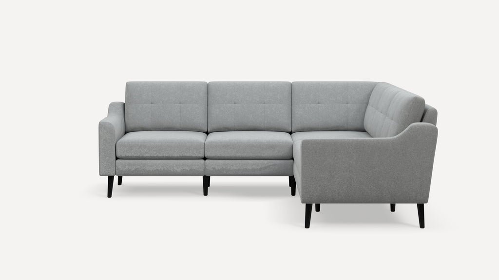 Nomad Plus 5-Seat Corner Sectional - Crushed Gravel - Performance Chenille / Ebony - Wood / Slope Arm
