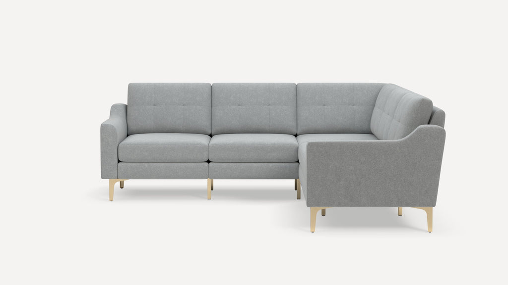 Nomad Plus 5-Seat Corner Sectional - Crushed Gravel - Performance Chenille / Brass - Metal / Slope Arm