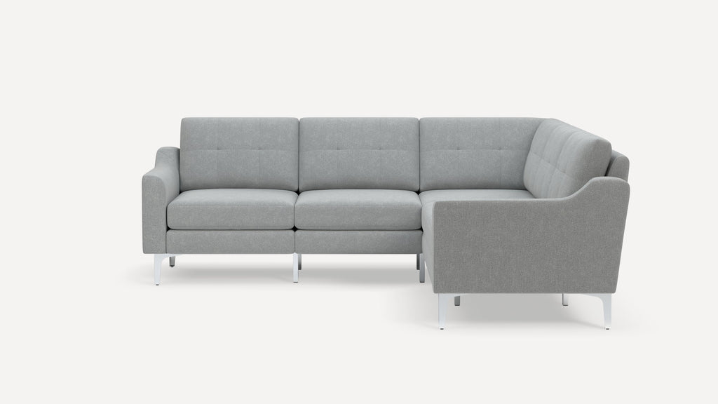 Nomad Plus 5-Seat Corner Sectional - Crushed Gravel - Performance Chenille / Chrome - Metal / Slope Arm