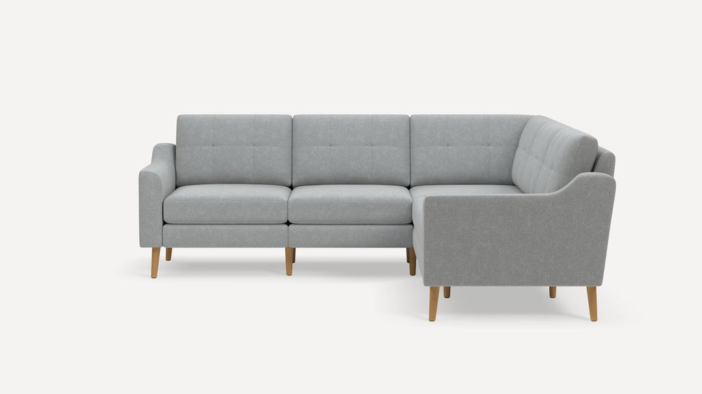 Nomad Plus 5-Seat Corner Sectional - Crushed Gravel - Performance Chenille / Oak - Wood / Slope Arm