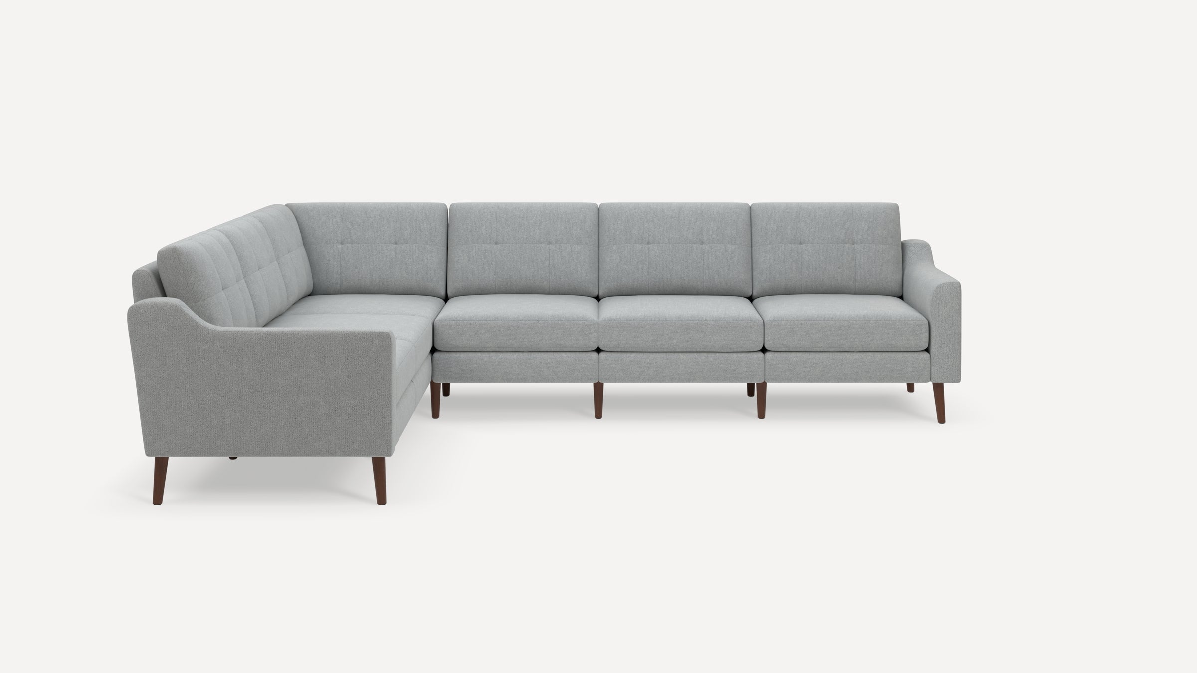 Nomad Plus 6-Seat Corner Sectional - Crushed Gravel - Performance Chenille / Walnut - Wood / Slope Arm