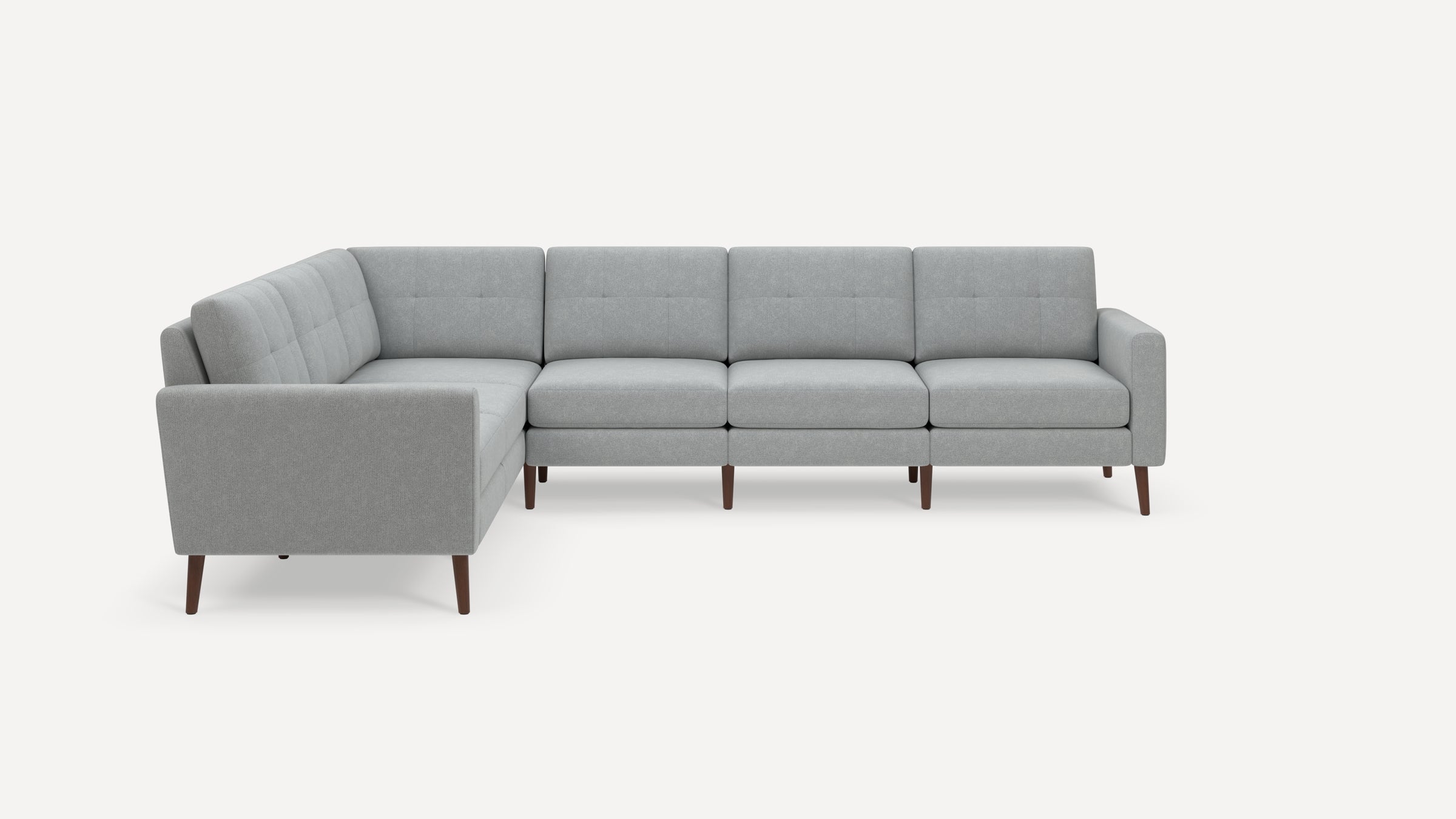 Nomad Plus 6-Seat Corner Sectional - Crushed Gravel - Performance Chenille / Walnut - Wood / Block Arm