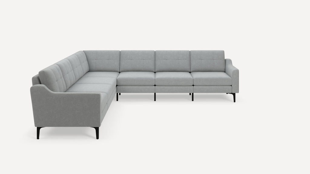 Nomad Plus 7-Seat Corner Sectional - Crushed Gravel - Performance Chenille / Black - Metal / Slope Arm