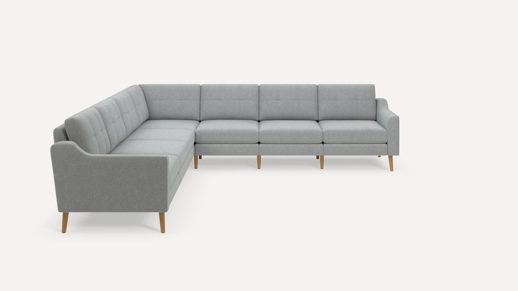 Nomad Plus 7-Seat Corner Sectional - Crushed Gravel - Performance Chenille / Oak - Wood / Slope Arm
