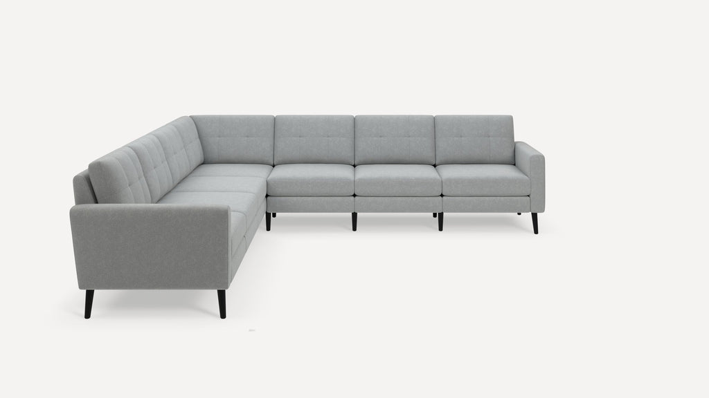 Nomad Plus 7-Seat Corner Sectional - Crushed Gravel - Performance Chenille / Ebony - Wood / Block Arm