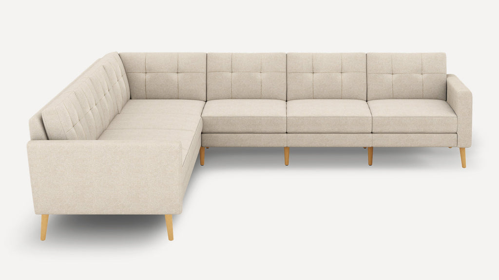 Nomad Plus 7-Seat Corner Sectional - Georgia Clay - Performance Chenille / Oak - Wood / Block Arm
