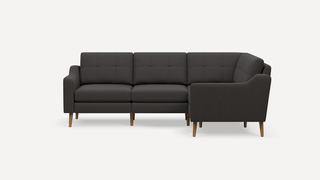 Nomad Plus 4-Seat Corner Sectional - Heather Charcoal - Performance Chenille / Oak - Wood / Slope Arm