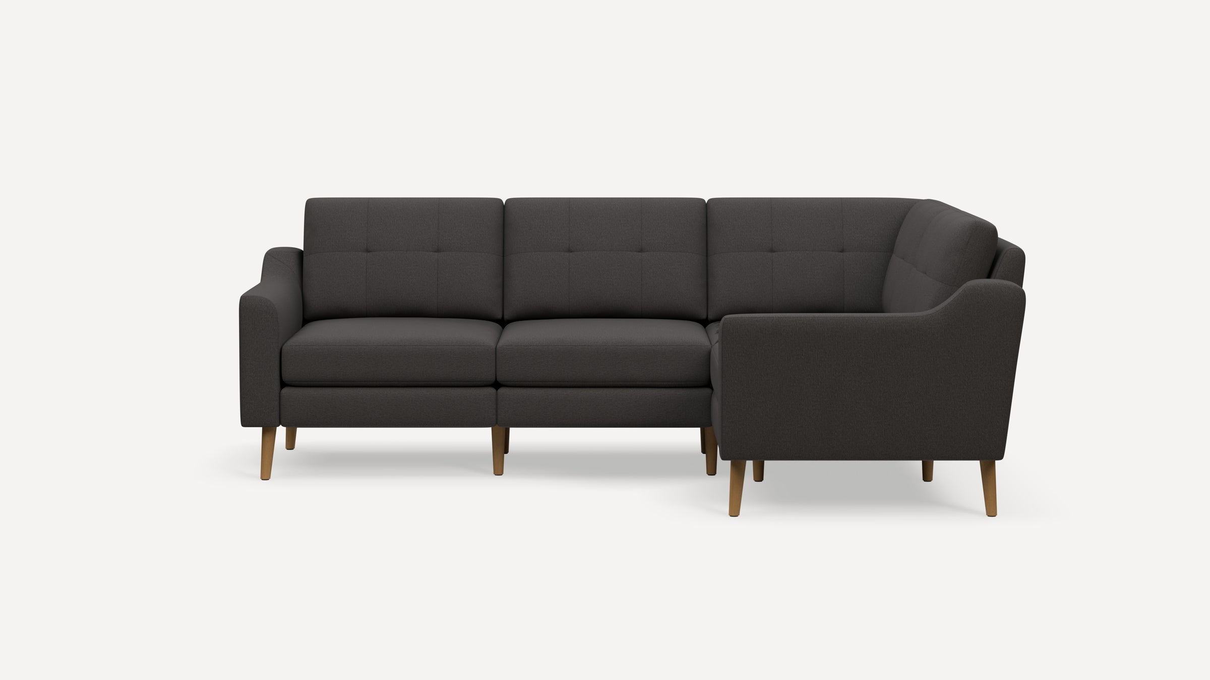 Nomad Plus 4-Seat Corner Sectional - Heather Charcoal - Performance Chenille / Oak - Wood / Slope Arm