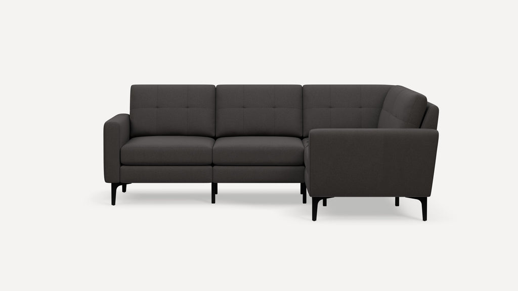 Nomad Plus 4-Seat Corner Sectional - Heather Charcoal - Performance Chenille / Black - Metal / Block Arm