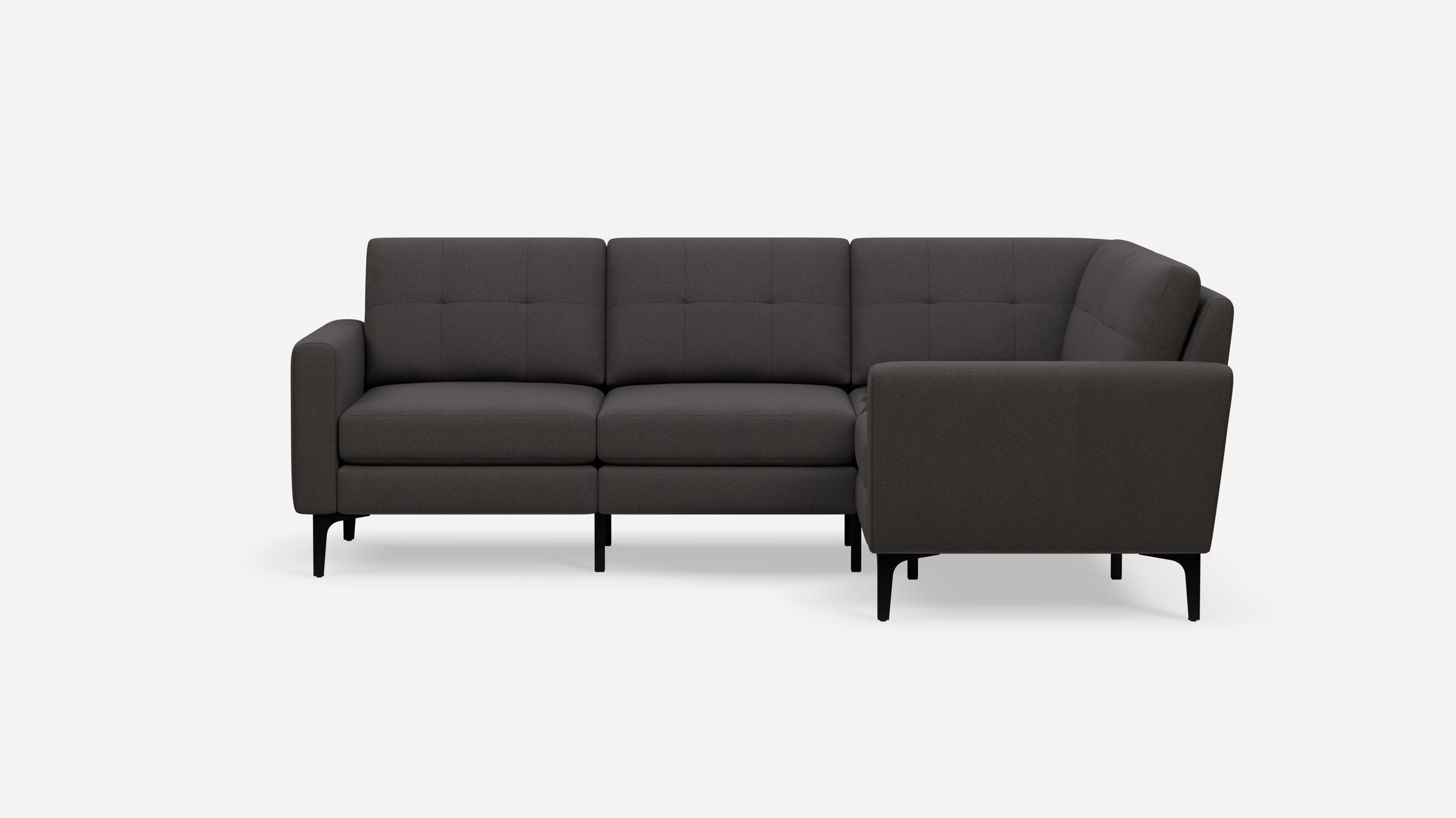 Nomad Plus 4-Seat Corner Sectional - Heather Charcoal - Performance Chenille / Black - Metal / Block Arm