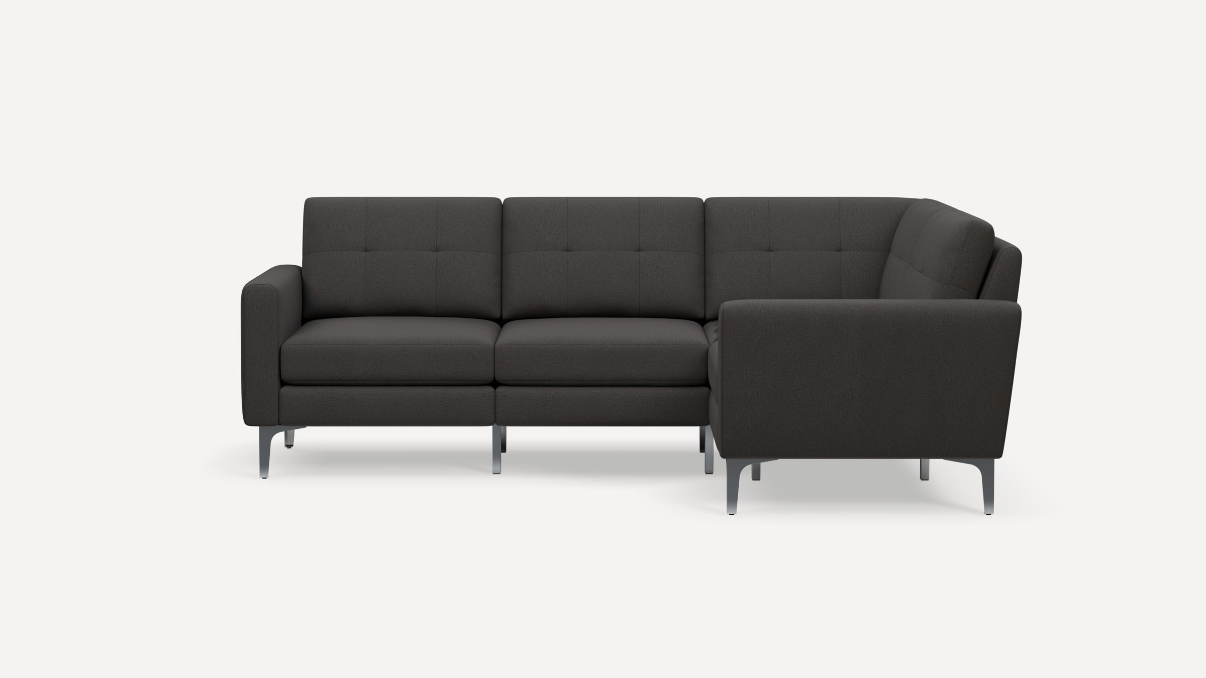 Nomad Plus 4-Seat Corner Sectional - Heather Charcoal - Performance Chenille / Chrome - Metal / Block Arm
