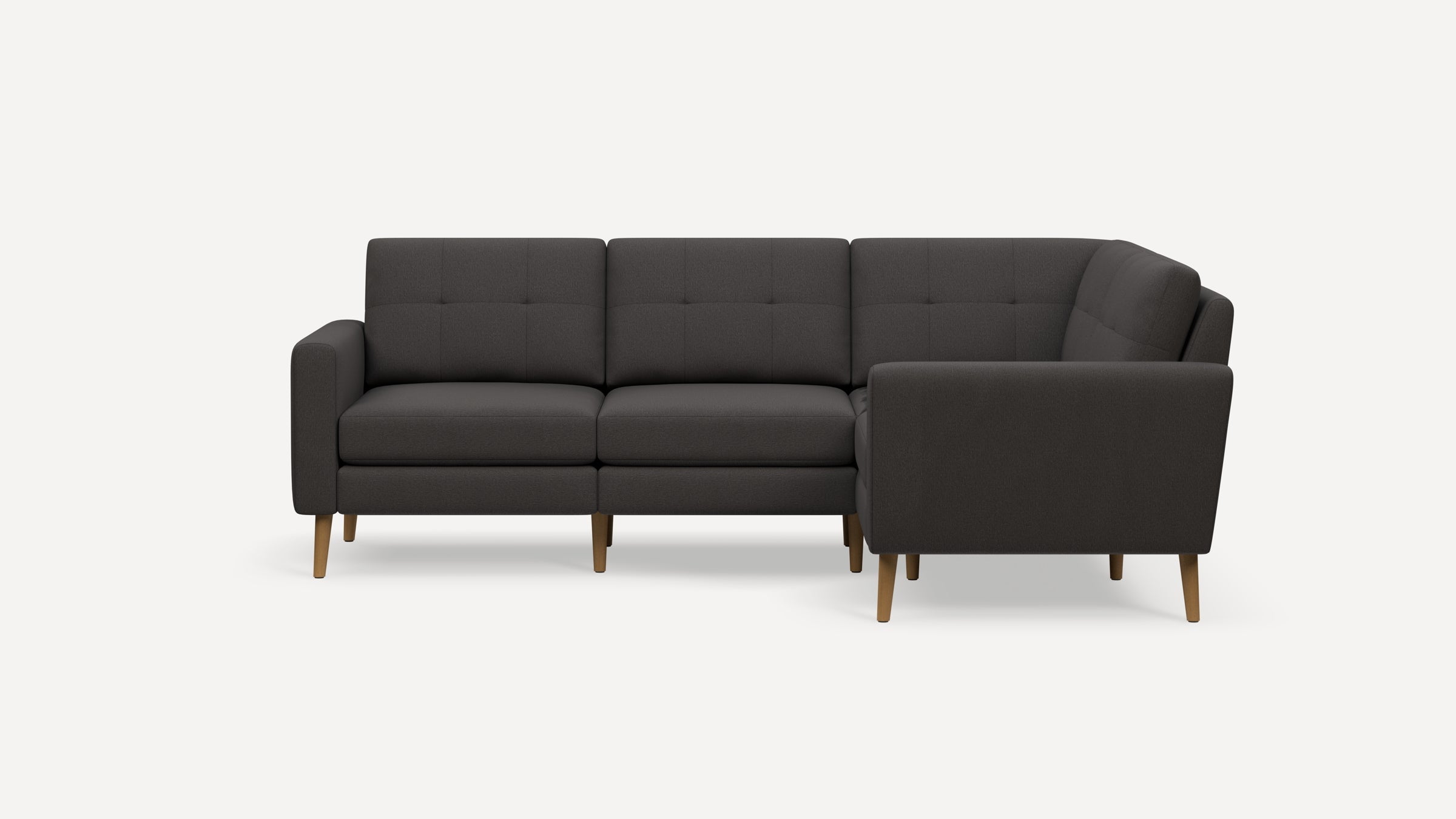 Nomad Plus 4-Seat Corner Sectional - Heather Charcoal - Performance Chenille / Oak - Wood / Block Arm