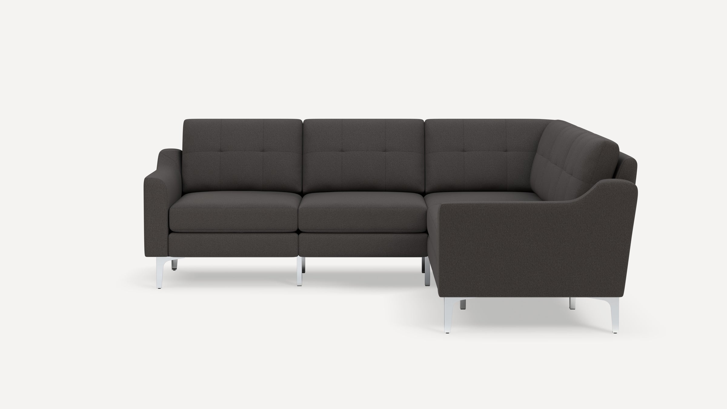 Nomad Plus 5-Seat Corner Sectional - Heather Charcoal - Performance Chenille / Chrome - Metal / Slope Arm