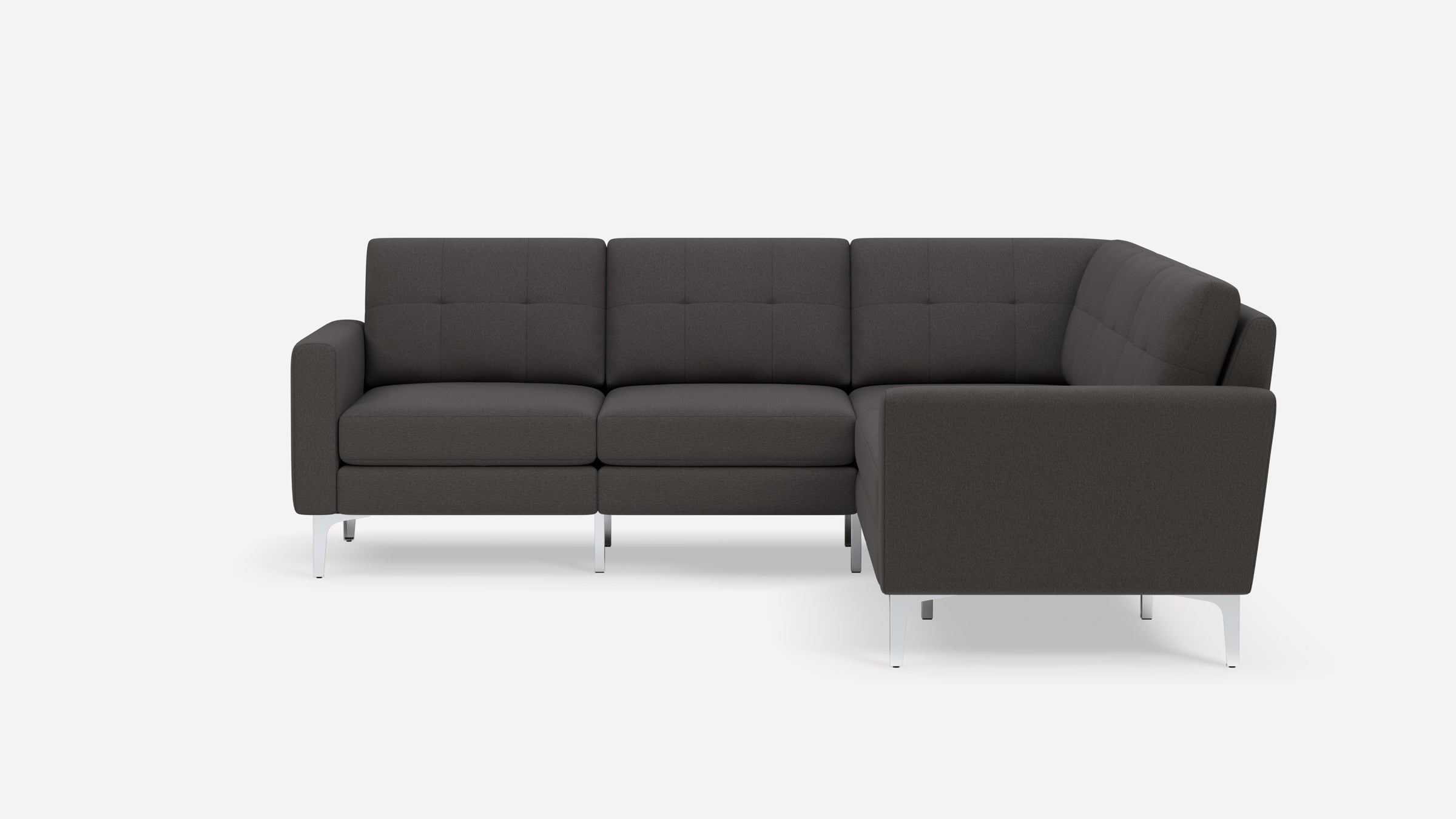 Nomad Plus 5-Seat Corner Sectional - Heather Charcoal - Performance Chenille / Chrome - Metal / Block Arm