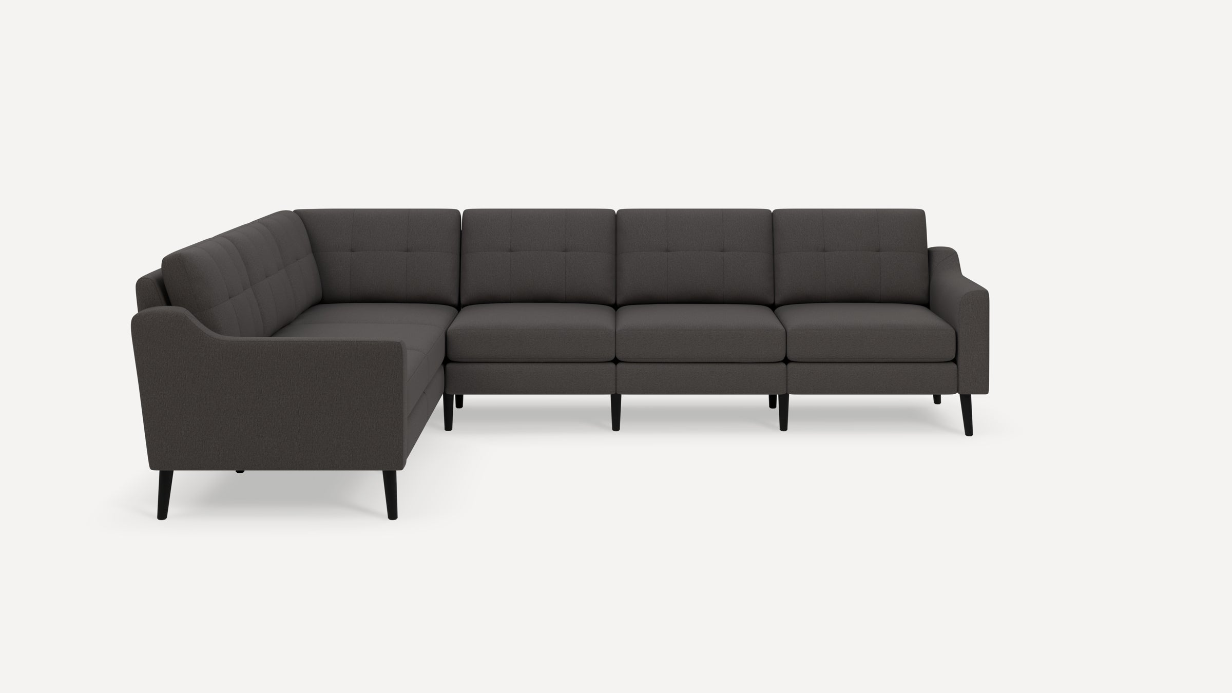 Nomad Plus 6-Seat Corner Sectional - Heather Charcoal - Performance Chenille / Ebony - Wood / Slope Arm