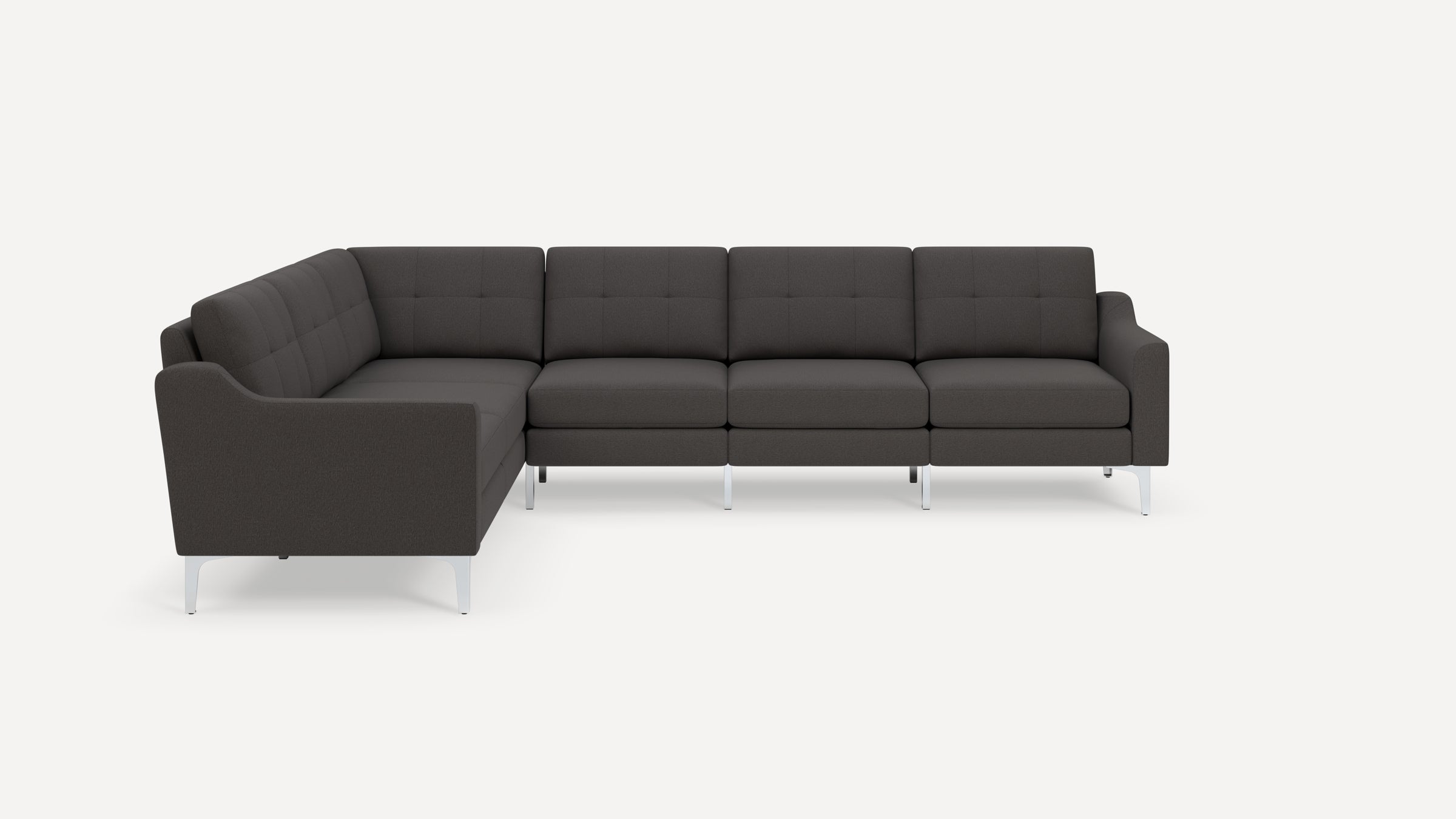 Nomad Plus 6-Seat Corner Sectional - Heather Charcoal - Performance Chenille / Chrome - Metal / Slope Arm