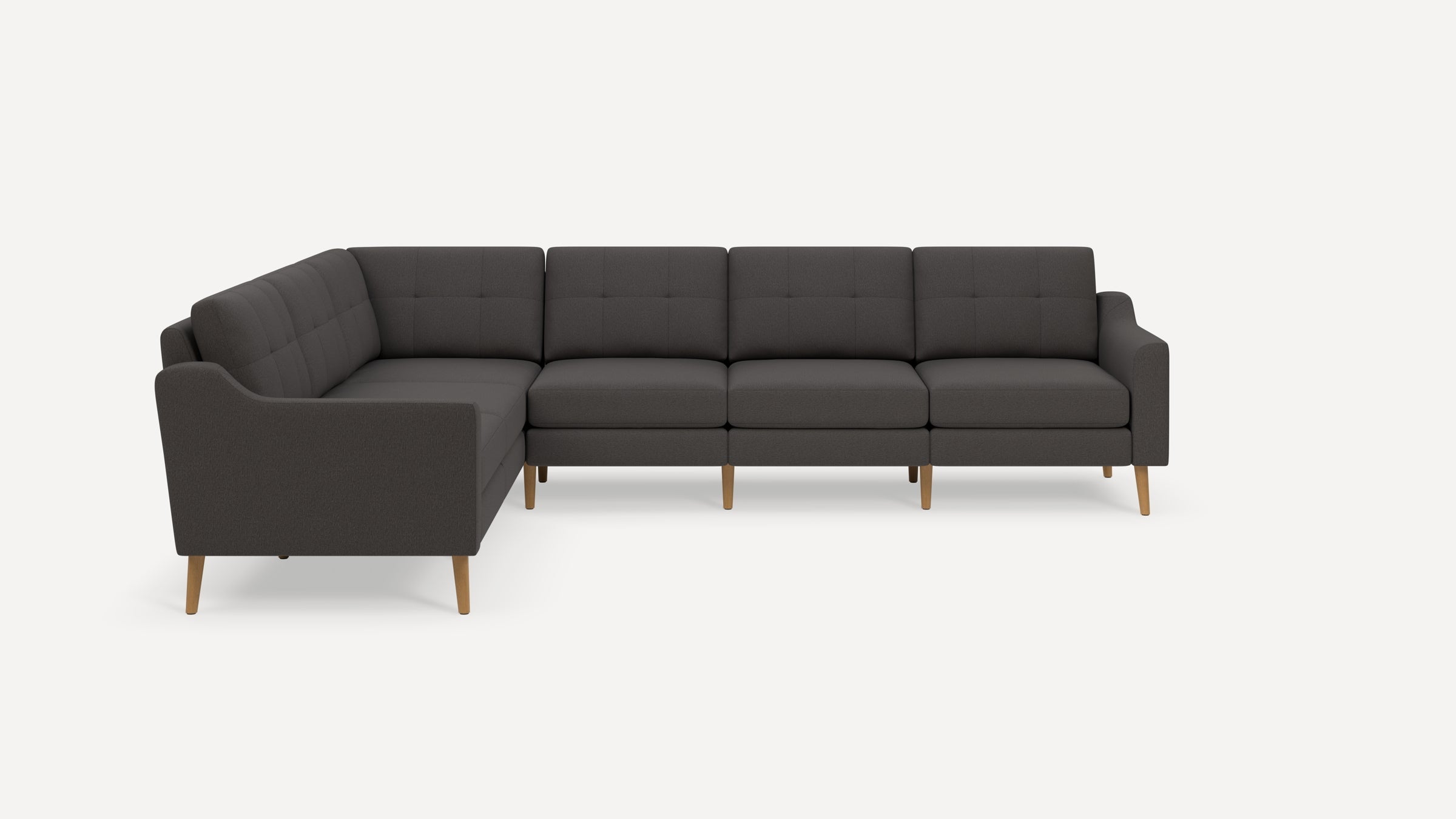Nomad Plus 6-Seat Corner Sectional - Heather Charcoal - Performance Chenille / Oak - Wood / Slope Arm