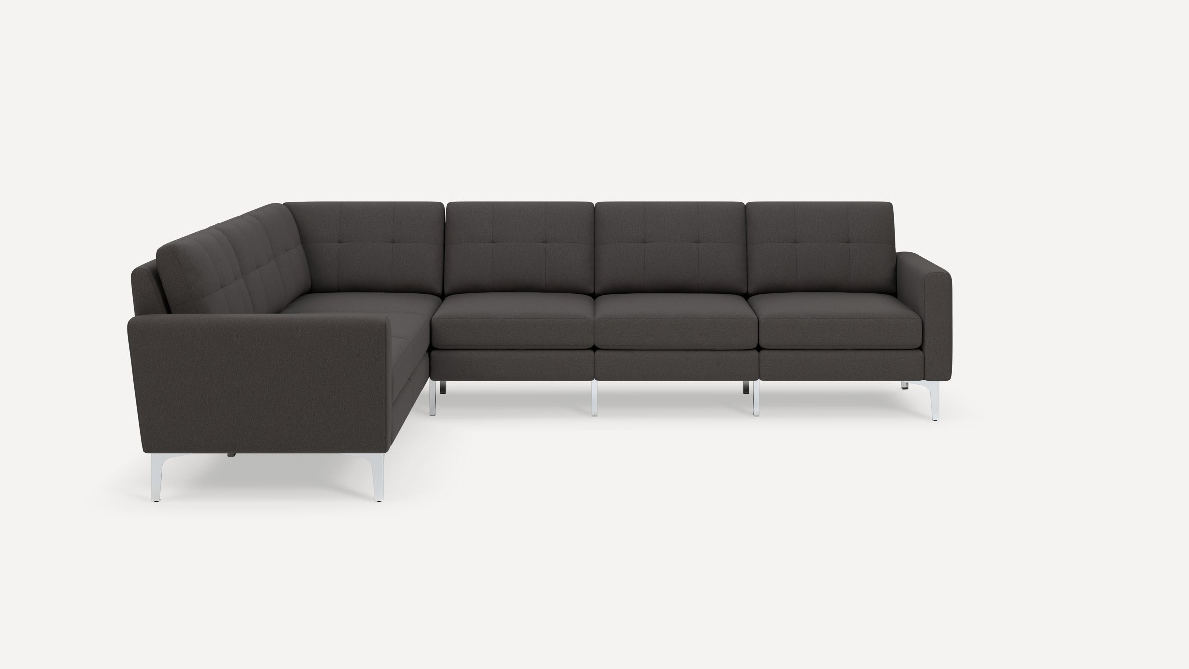 Nomad Plus 6-Seat Corner Sectional - Heather Charcoal - Performance Chenille / Chrome - Metal / Block Arm