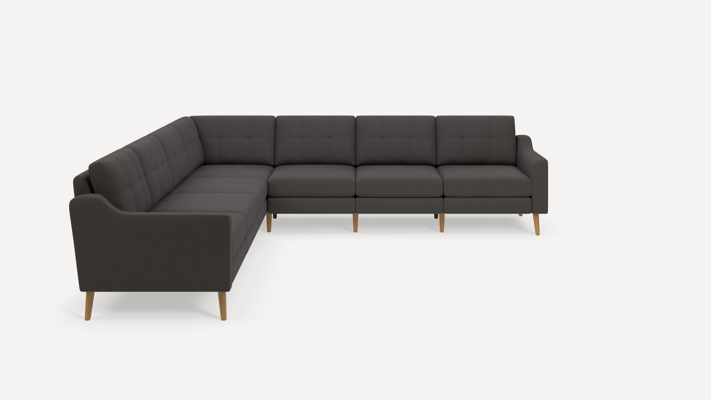Nomad Plus 7-Seat Corner Sectional - Heather Charcoal - Performance Chenille / Oak - Wood / Slope Arm
