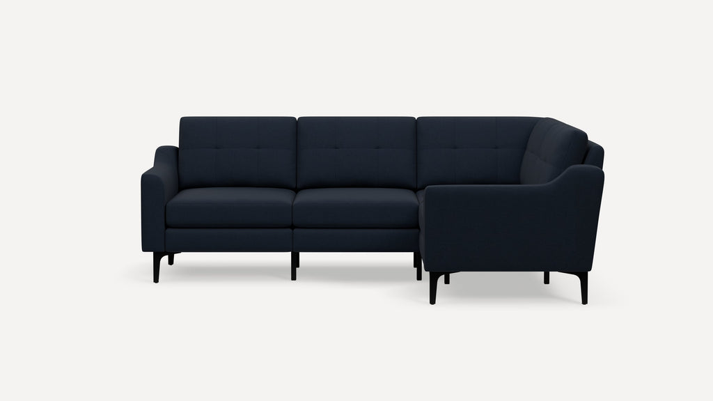 Nomad Plus 4-Seat Corner Sectional - Navy Blue - Performance Flatweave / Black - Metal / Slope Arm