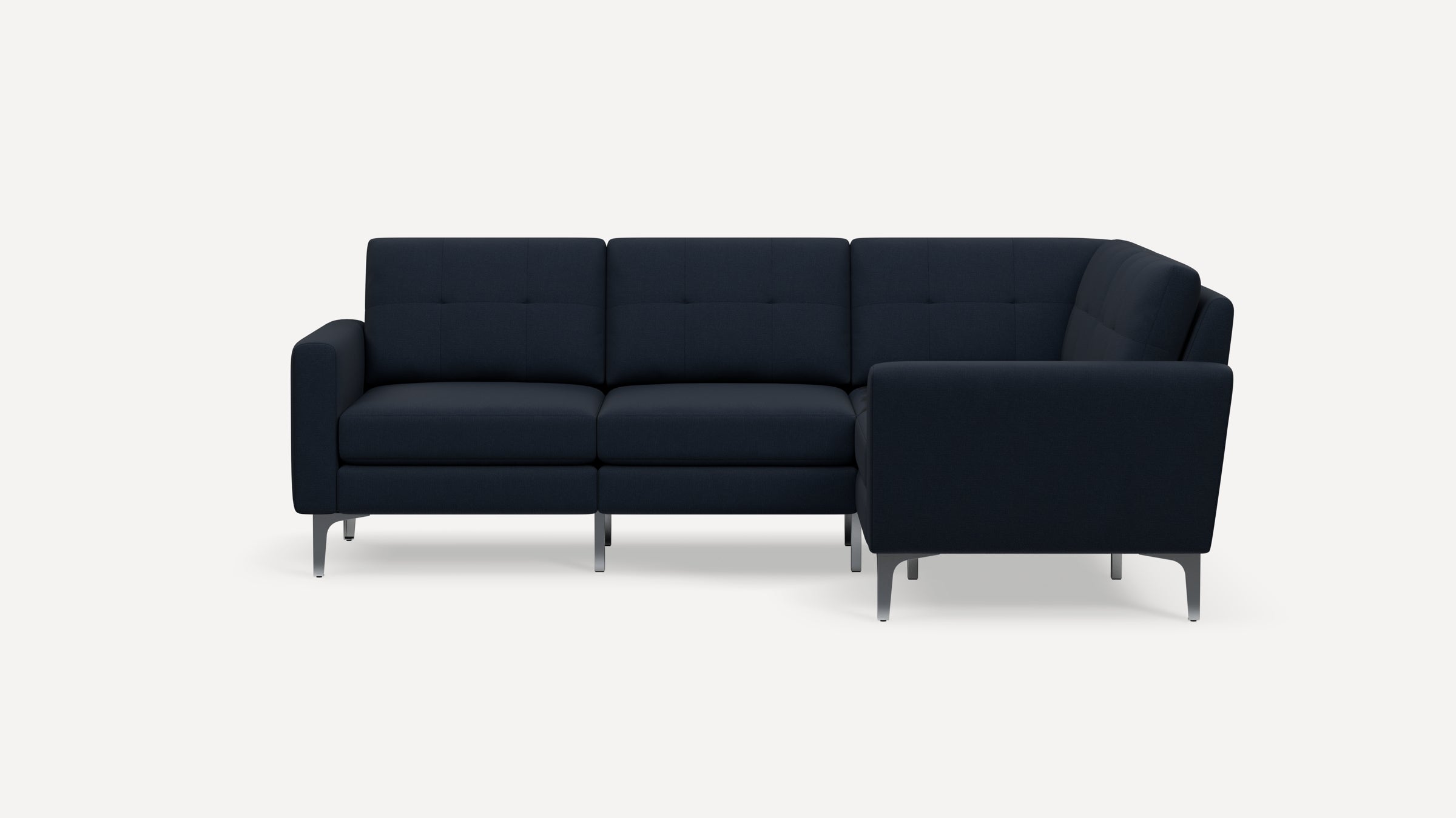 Nomad Plus 4-Seat Corner Sectional - Navy Blue - Performance Flatweave / Chrome - Metal / Block Arm