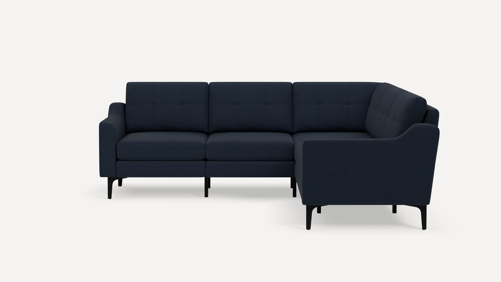 Nomad Plus 5-Seat Corner Sectional - Navy Blue - Performance Flatweave / Black - Metal / Slope Arm