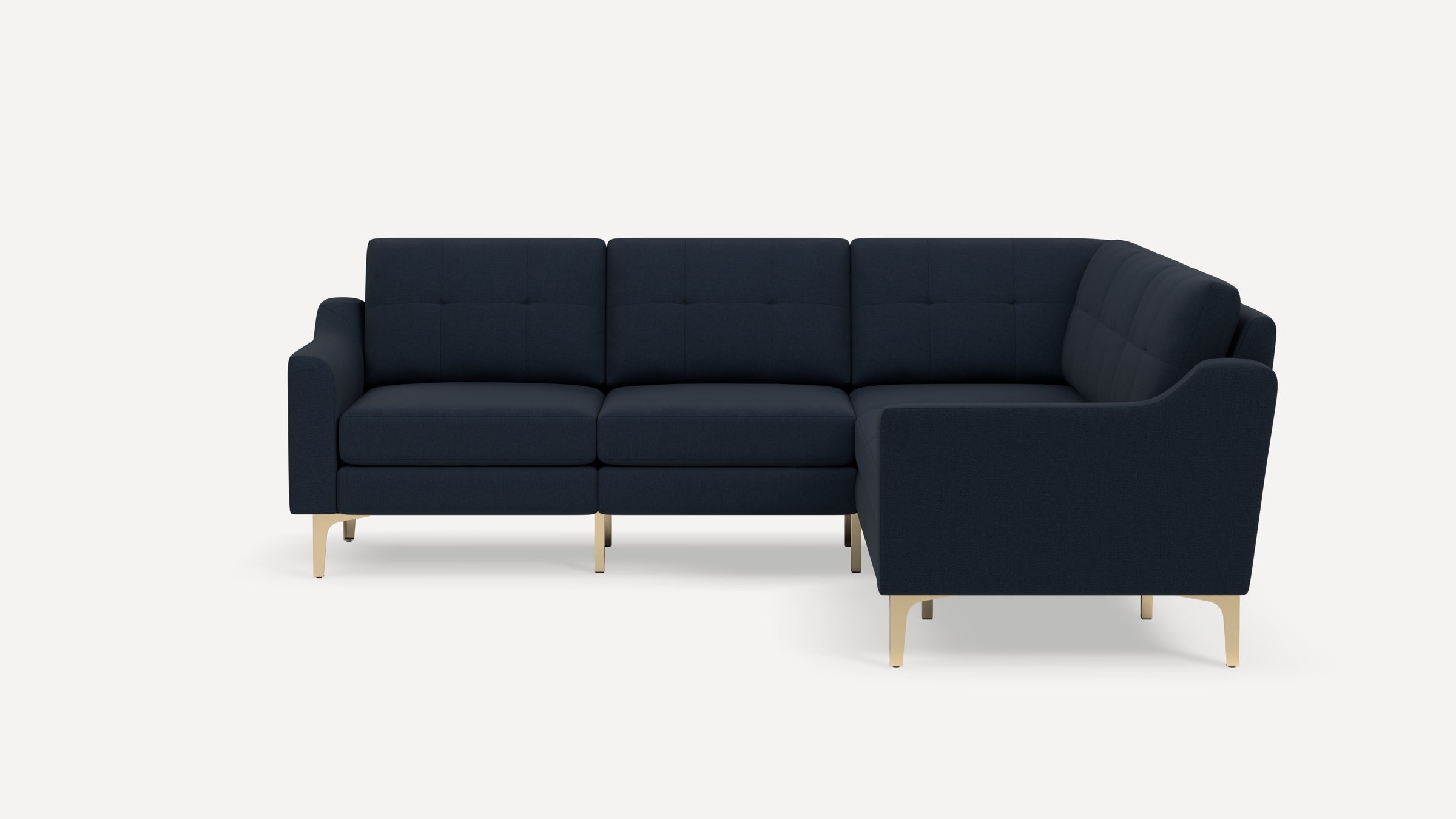 Nomad Plus 5-Seat Corner Sectional - Navy Blue - Performance Flatweave / Brass - Metal / Slope Arm