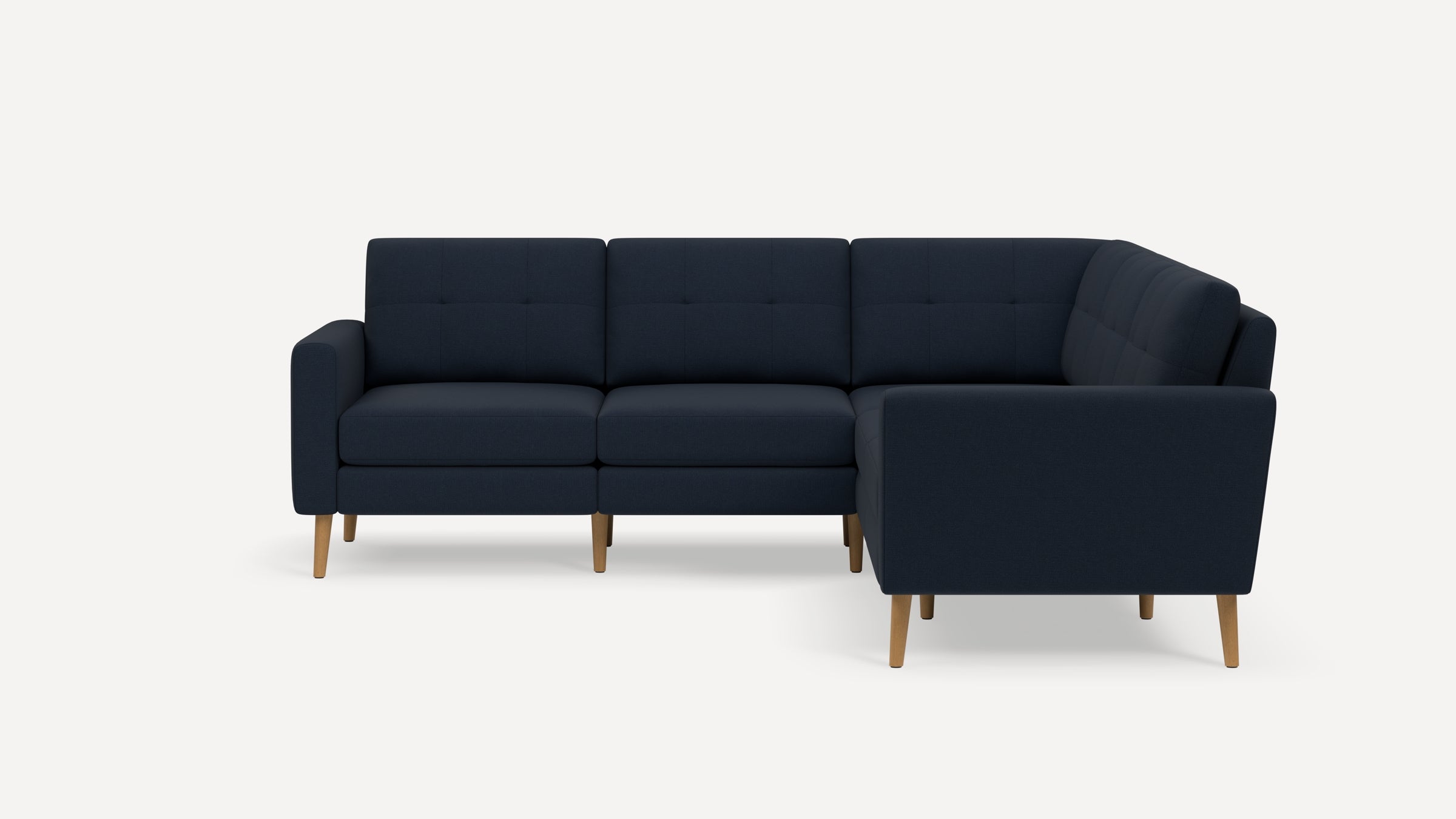 Nomad Plus 5-Seat Corner Sectional - Navy Blue - Performance Flatweave / Oak - Wood / Block Arm
