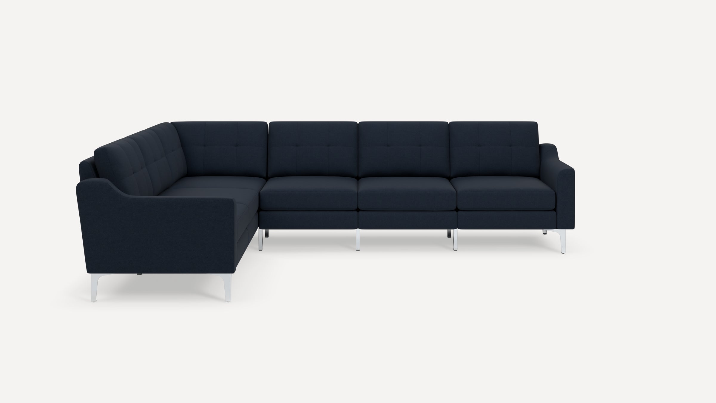 Nomad Plus 6-Seat Corner Sectional - Navy Blue - Performance Flatweave / Chrome - Metal / Slope Arm