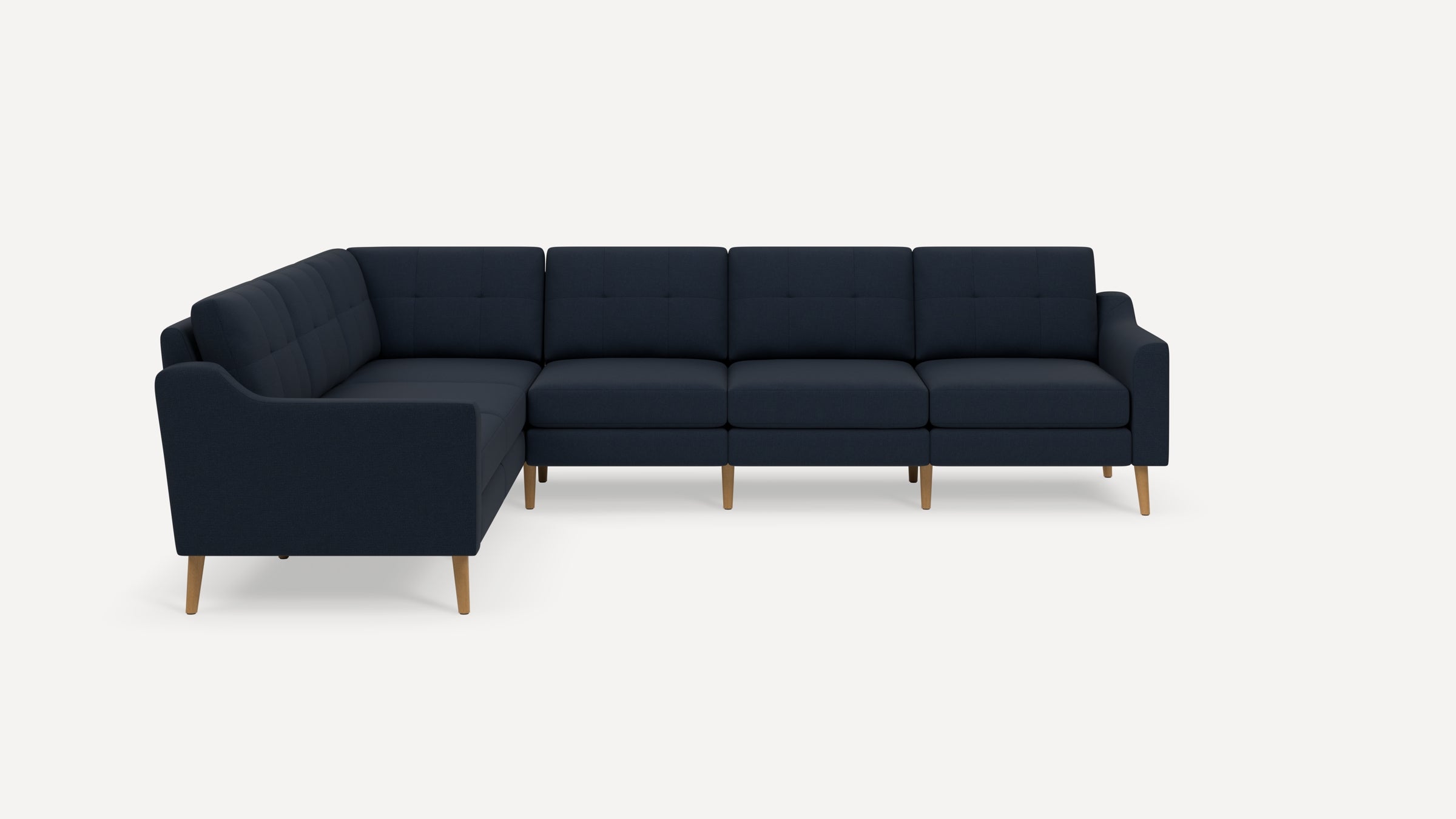 Nomad Plus 6-Seat Corner Sectional - Navy Blue - Performance Flatweave / Oak - Wood / Slope Arm