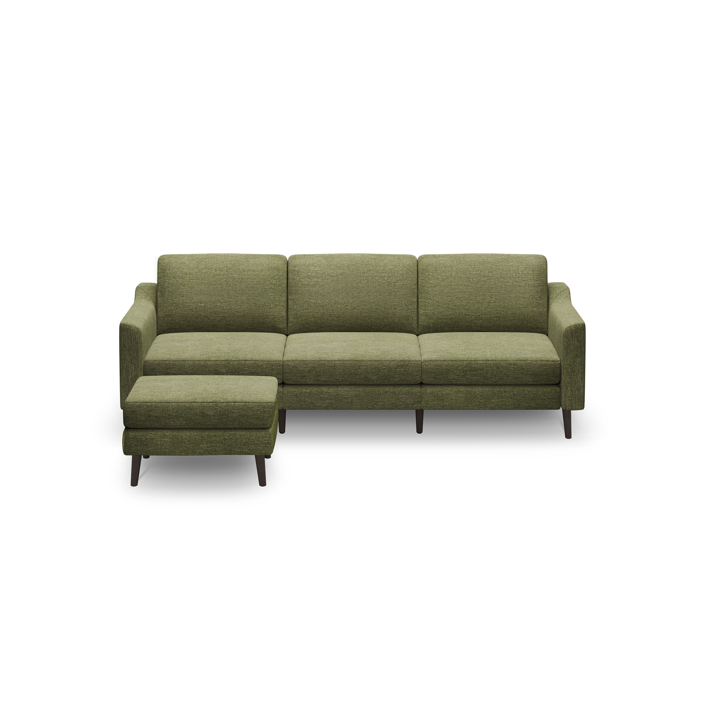 Nomad Sofa with Ottoman - Moss Green - Performance Basketweave / Ebony - Wood / Slope