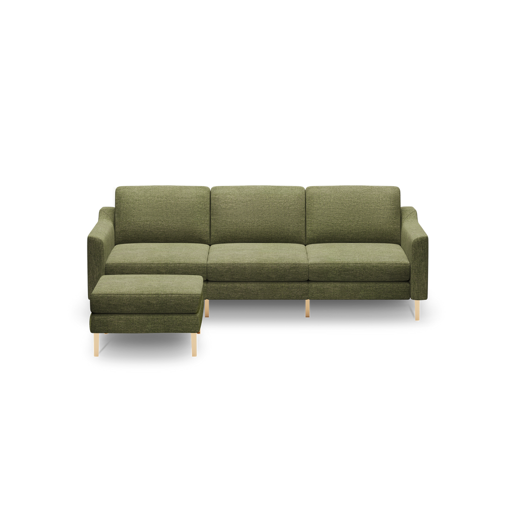 Nomad Sofa with Ottoman - Moss Green - Performance Basketweave / Brass - Metal / Slope