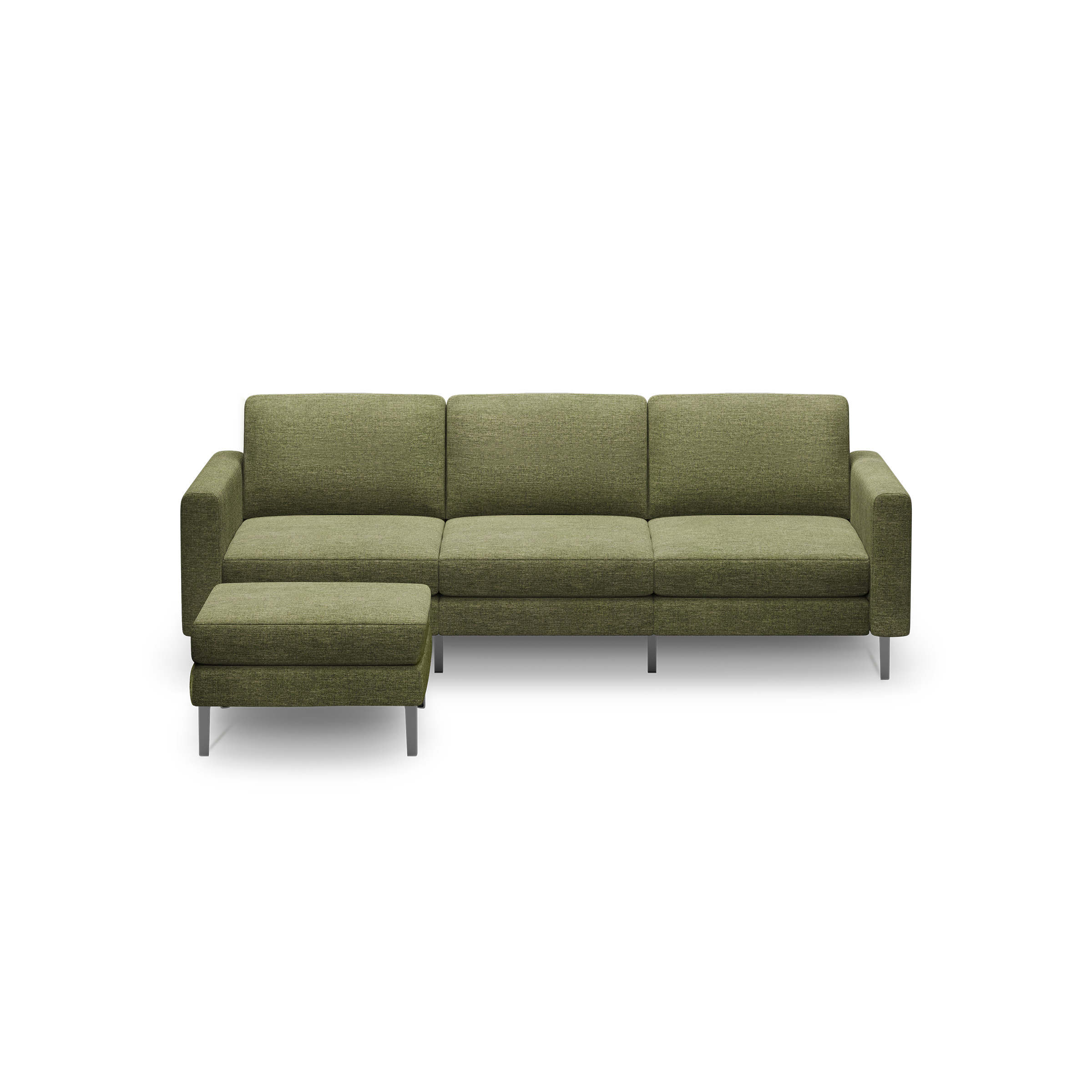 Nomad Sofa with Ottoman - Moss Green - Performance Basketweave / Black - Metal / Block