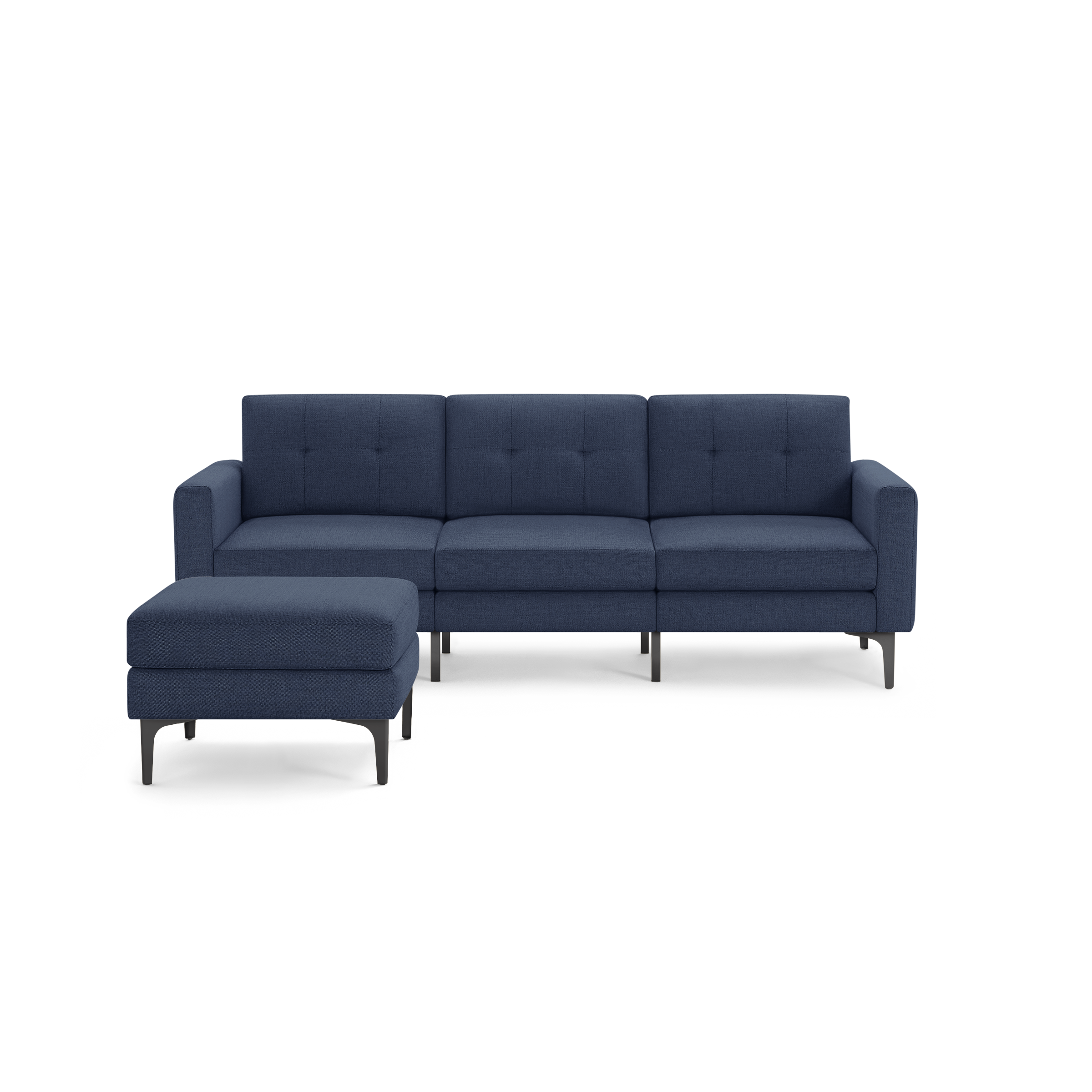 Nomad Sofa with Ottoman - Navy Blue - Performance Basketweave / Black - Metal / Block