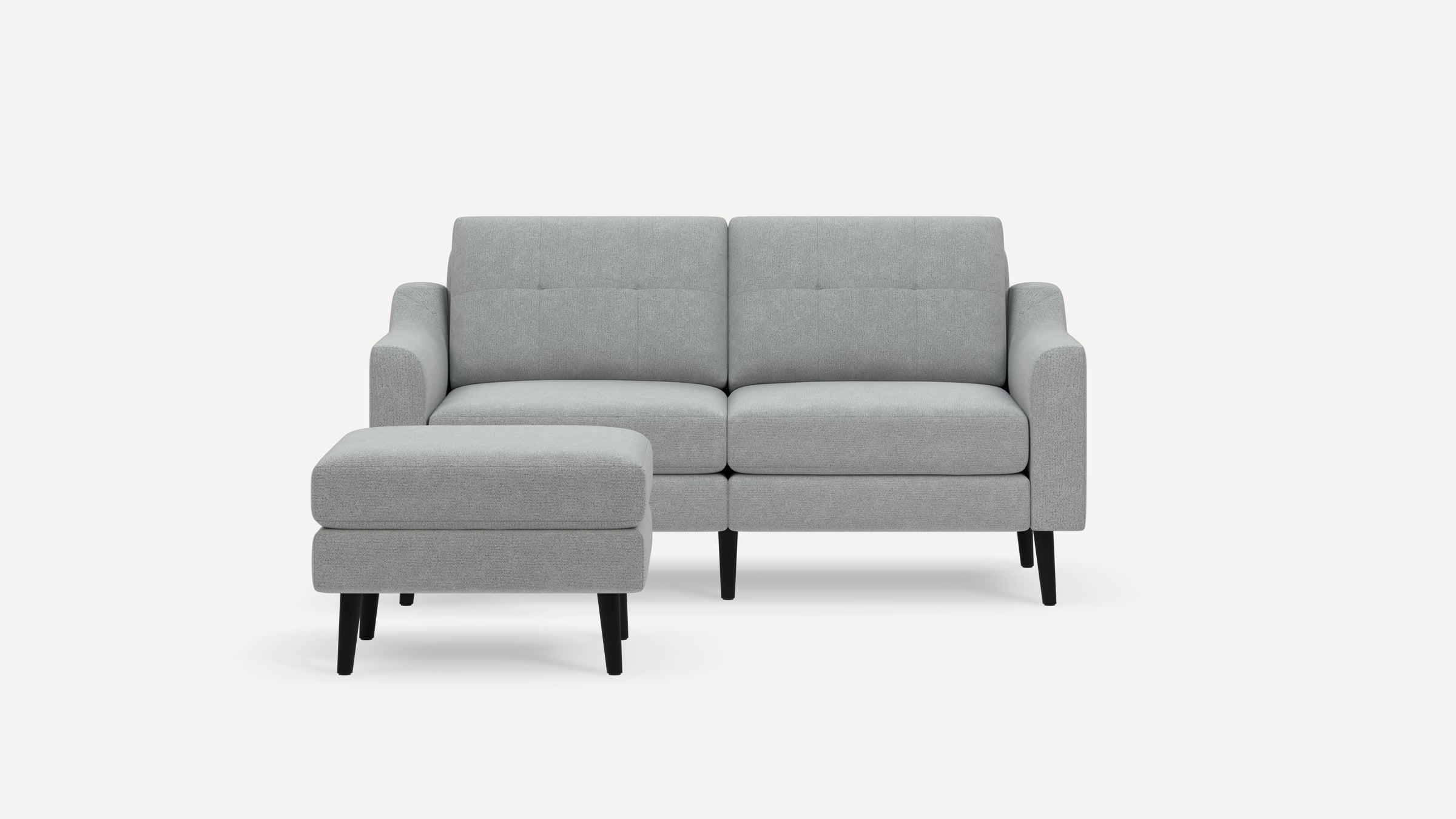 Nomad Plus Loveseat with Ottoman - Crushed Gravel - Performance Chenille / Ebony - Wood / Slope Arm