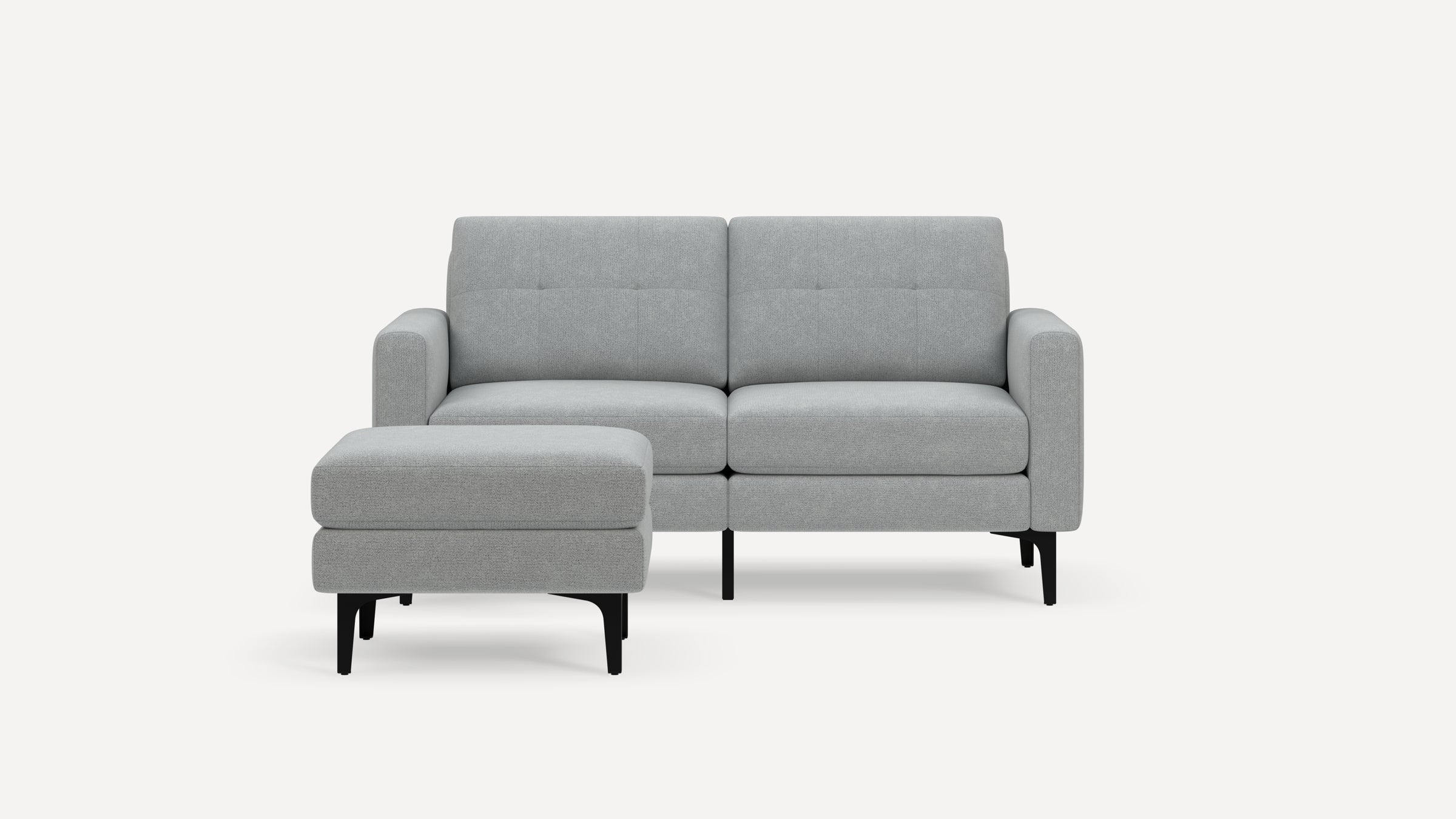 Nomad Plus Loveseat with Ottoman - Crushed Gravel - Performance Chenille / Black - Metal / Block Arm