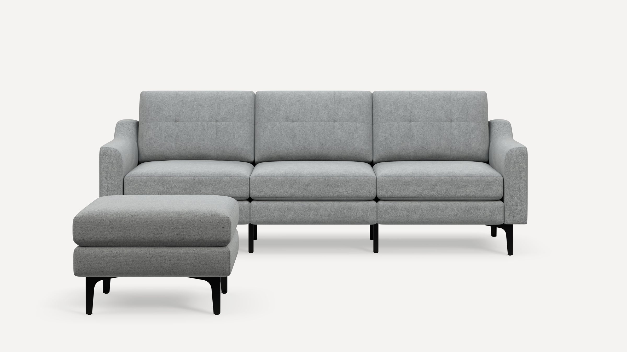 Nomad Plus Sofa with Ottoman - Crushed Gravel - Performance Chenille / Black - Metal / Slope Arm