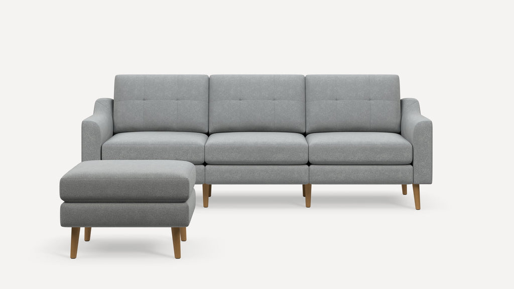Nomad Plus Sofa with Ottoman - Crushed Gravel - Performance Chenille / Oak - Wood / Slope Arm