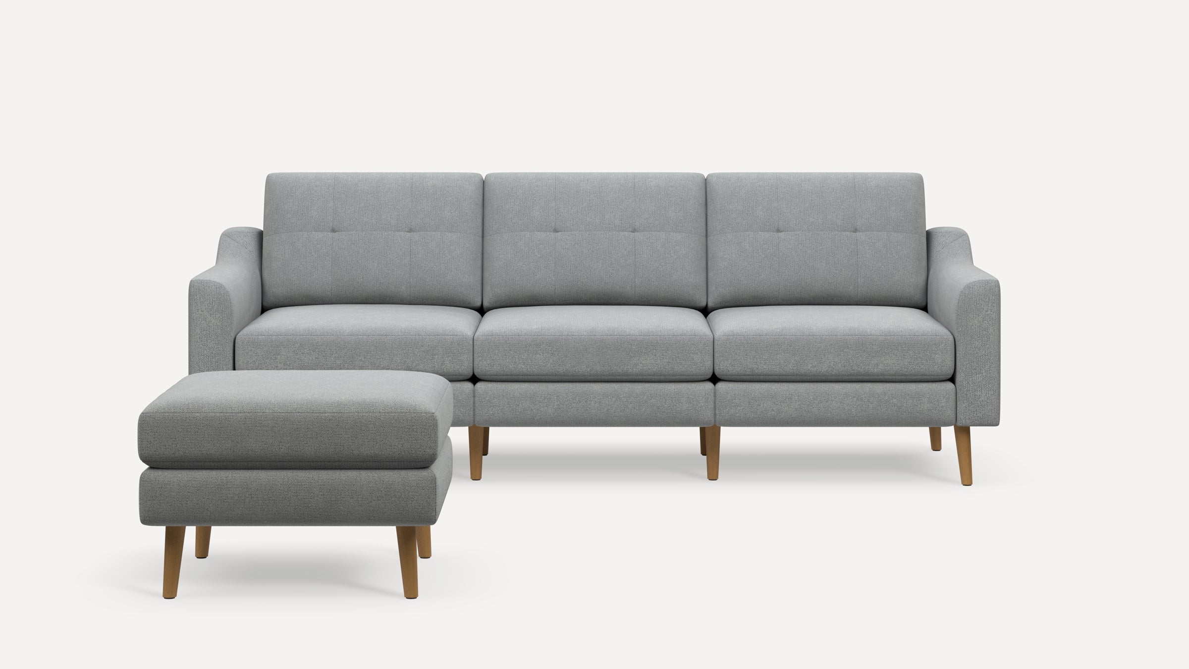 Nomad Plus Sofa with Ottoman - Crushed Gravel - Performance Chenille / Oak - Wood / Slope Arm