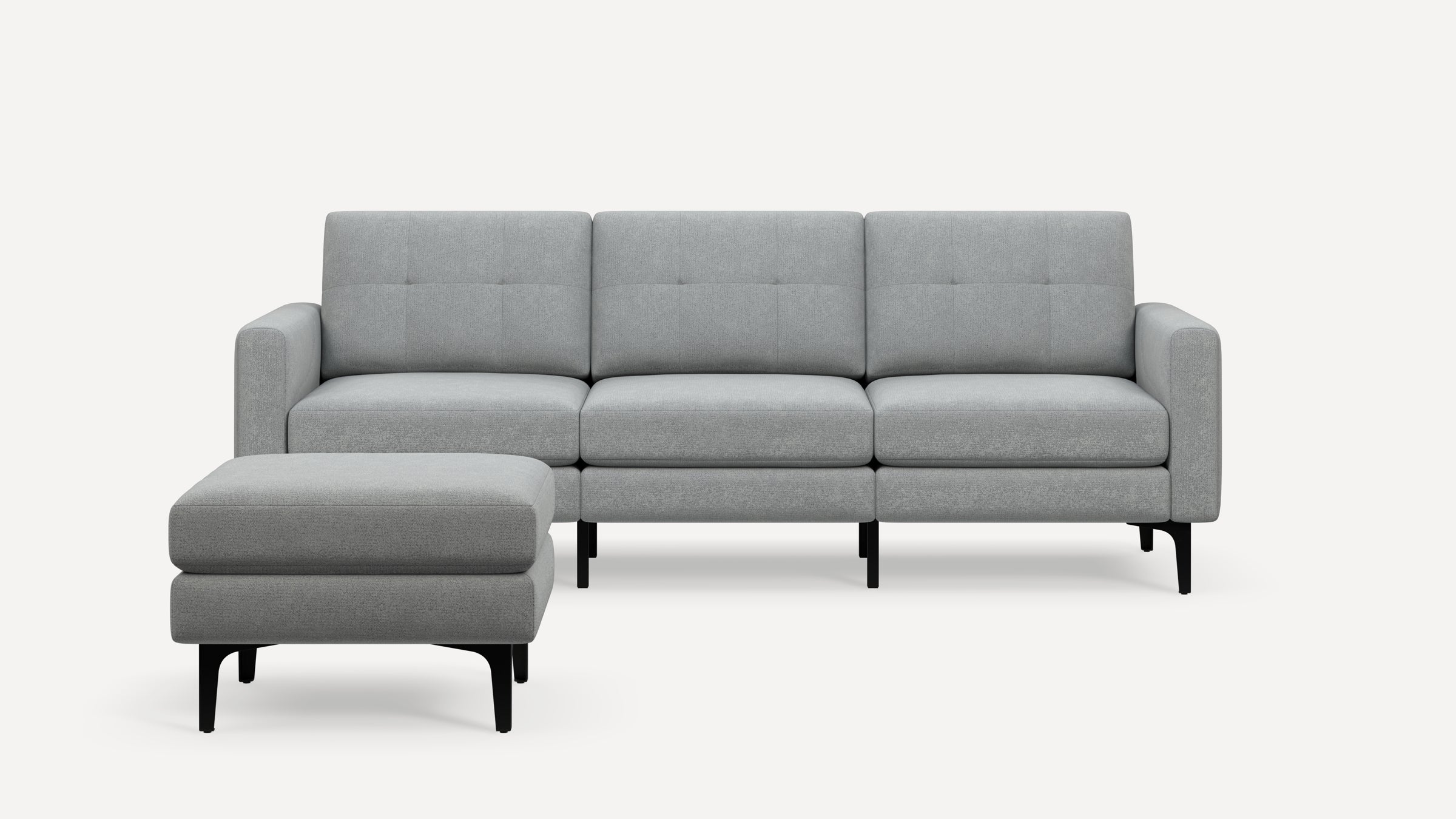 Nomad Plus Sofa with Ottoman - Crushed Gravel - Performance Chenille / Black - Metal / Block Arm